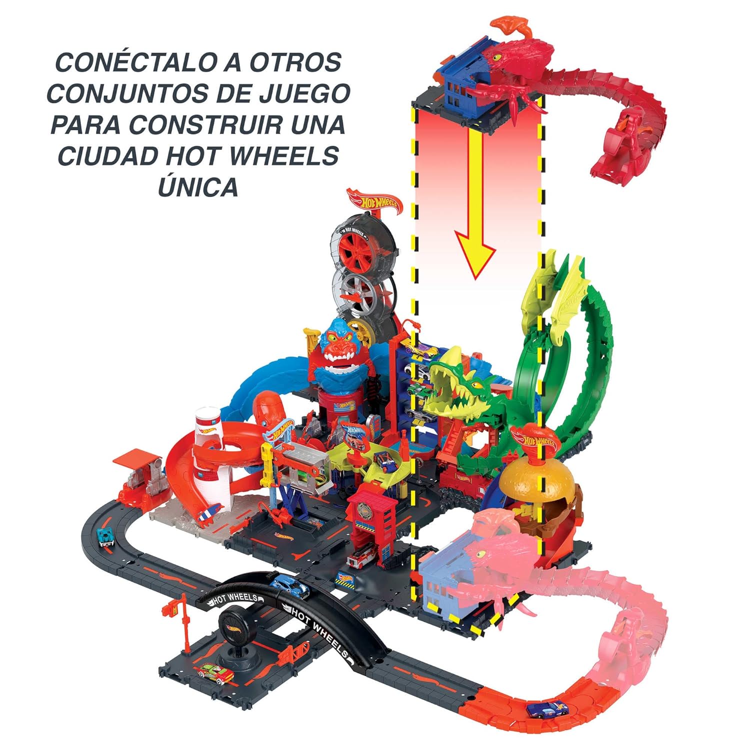 Hot Wheels Track Set With 1 Hot Wheels Car, Adjustable Track That Connects To Other Sets, City Scorpion Flex Attack Playset