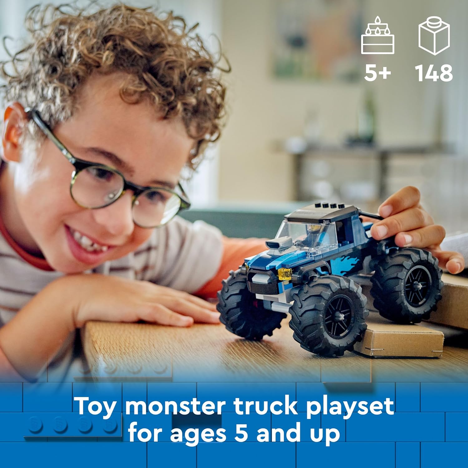 LEGO City Blue Monster Truck Off-Road Toy Set Building Kit for Ages 5+