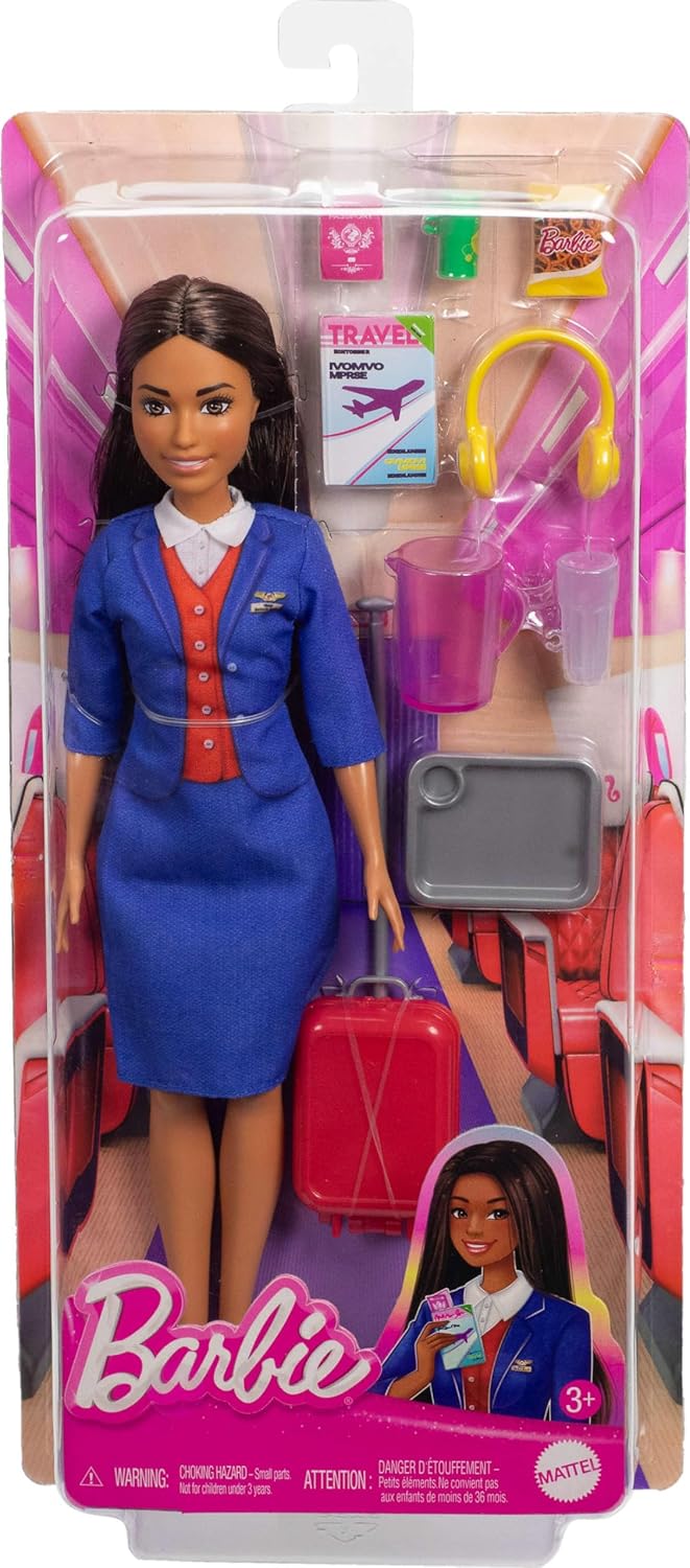 Barbie Flight Attendant Brunette Fashion Doll For Kids Ages 3 Years And Up