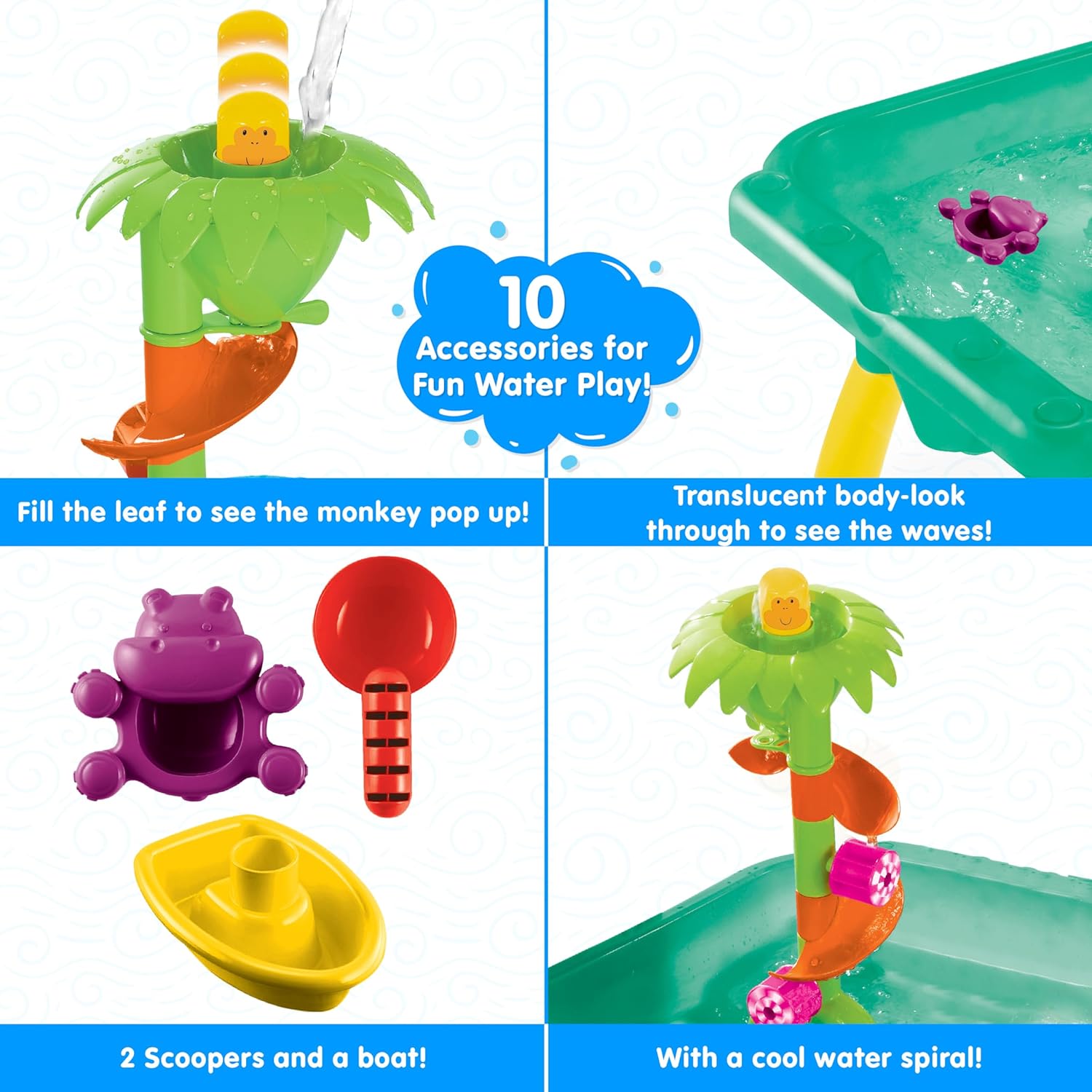 Funskool Giggles Splash n Fun Water Play Table, 10 Accessories for Water Fun Play, Ideal for pre-Schoolers, Multi-Colour