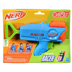 Nerf Elite Junior Racer Easy Play Dart Blaster, 4 Nerf Elite Darts, Nerf Blaster Outdoor Toys for 6 Year Old Boys & Girls