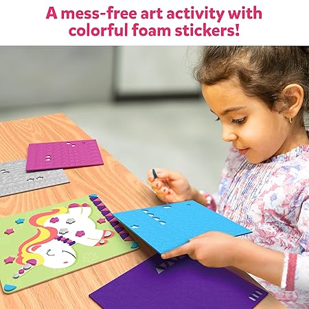 Skillmatics Art Activity - Fun With Foam Unicorns & Princesses, No Mess Diy Sticker Art For Kids, Craft Kits, Gifts For Ages 3, 4, 5, 6, 7, Travel Toy - Multicolor