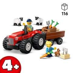 LEGO City Red Farm Tractor with Trailer & Sheep Building Kit For Ages 4+