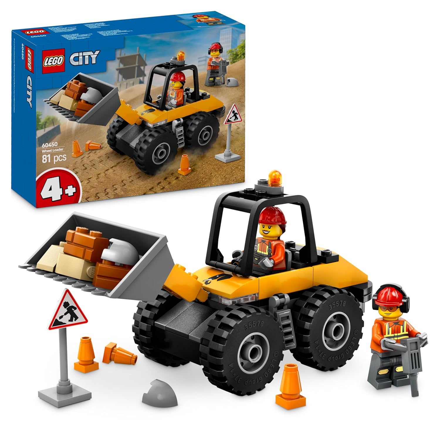 LEGO City Yellow Construction Wheel Loader Vehicle Building Kit For Ages 4+