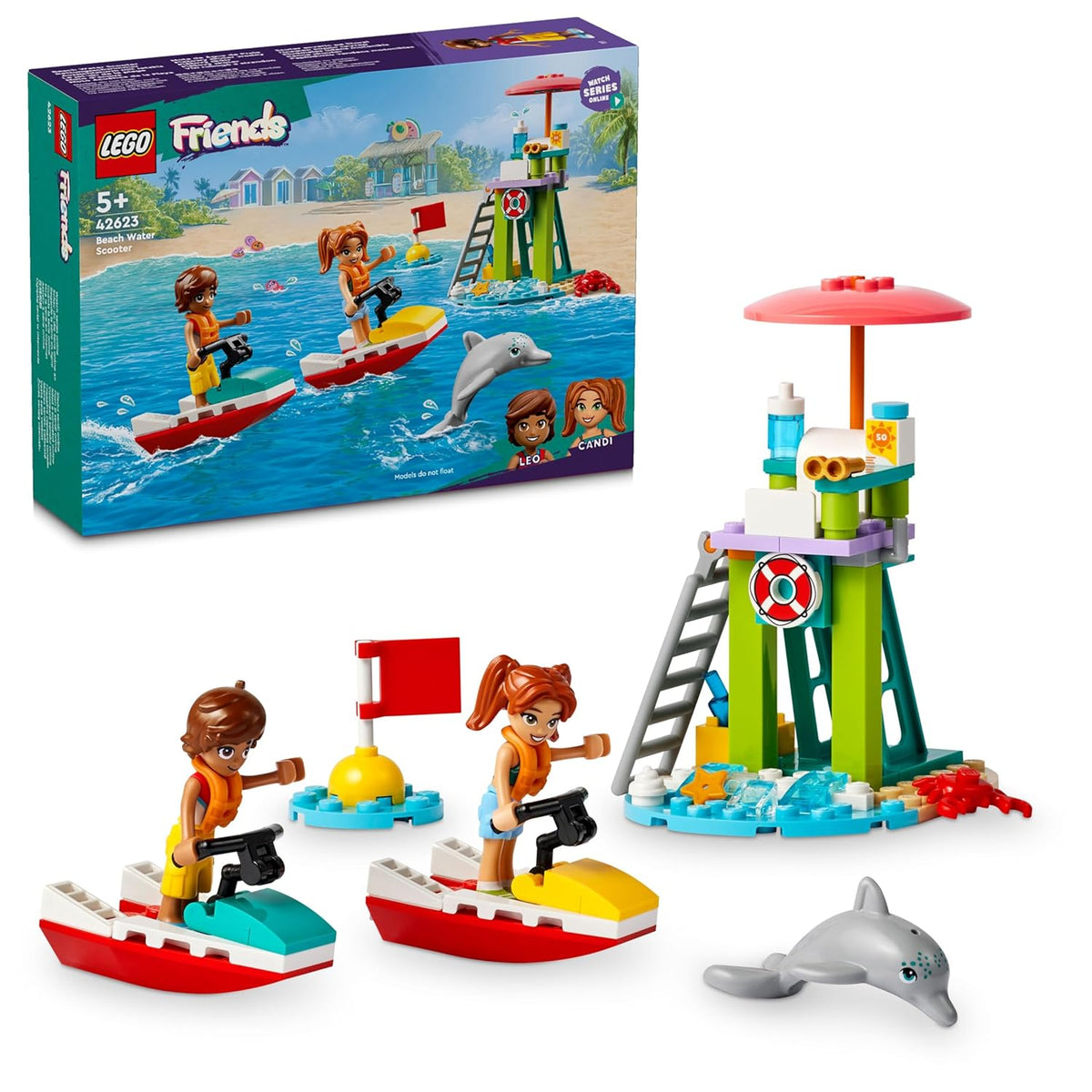 LEGO Friends Beach Water Scooter Lifeguard Toy Playset Kit for Ages 5+