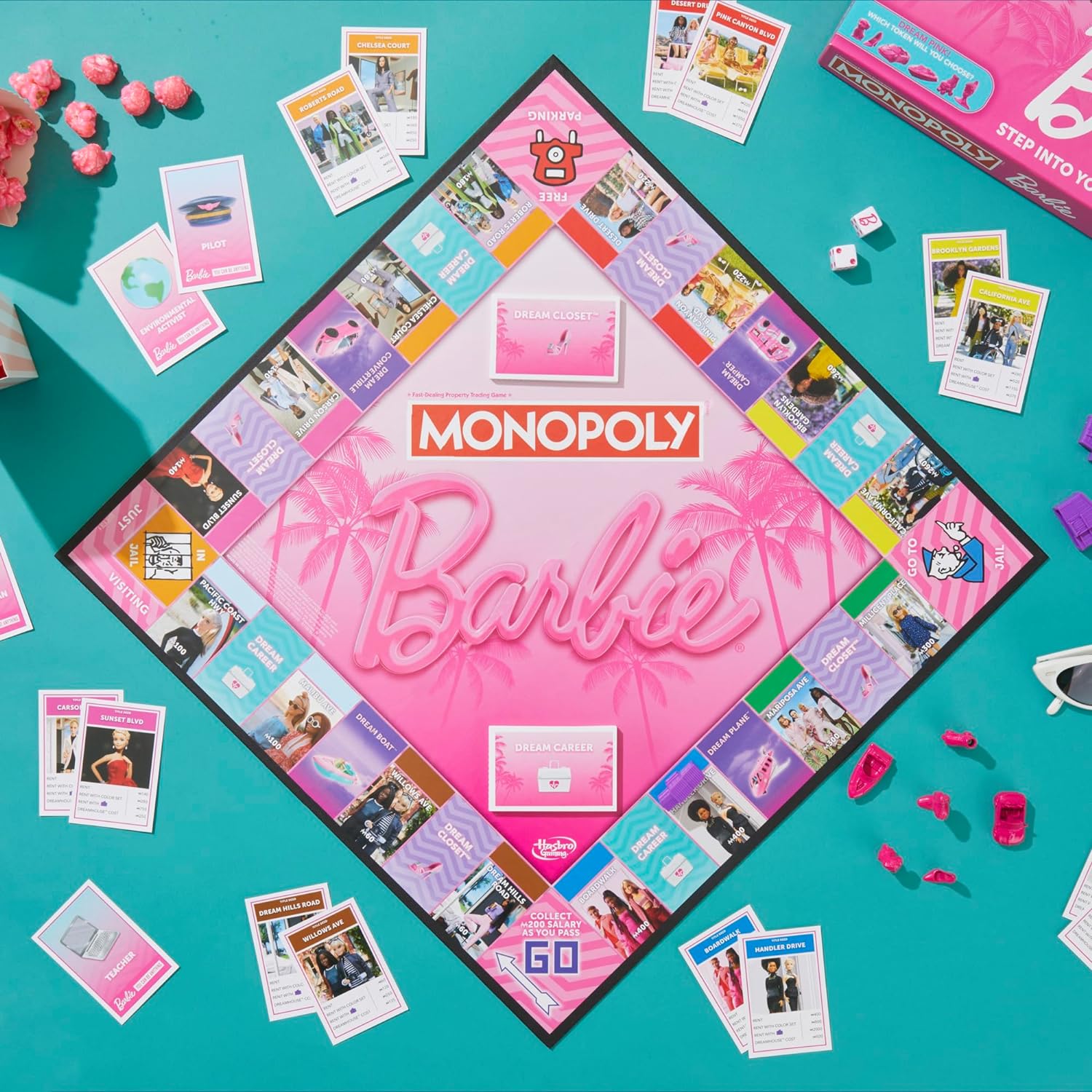 Monopoly Barbie Edition 2-6 Players Fun Family Board Game for Kids and Adults Ages 8+