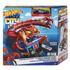 Hot Wheels Track Set With 1 Hot Wheels Car, Adjustable Track That Connects To Other Sets, City Scorpion Flex Attack Playset