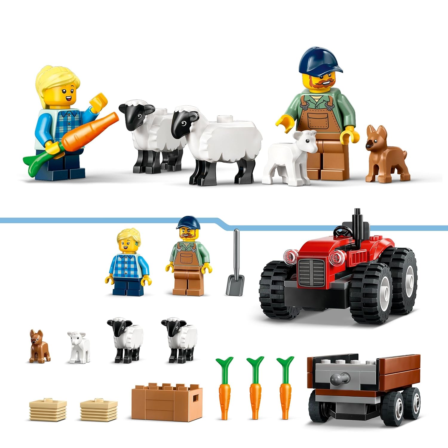 LEGO City Red Farm Tractor with Trailer & Sheep Building Kit For Ages 4+