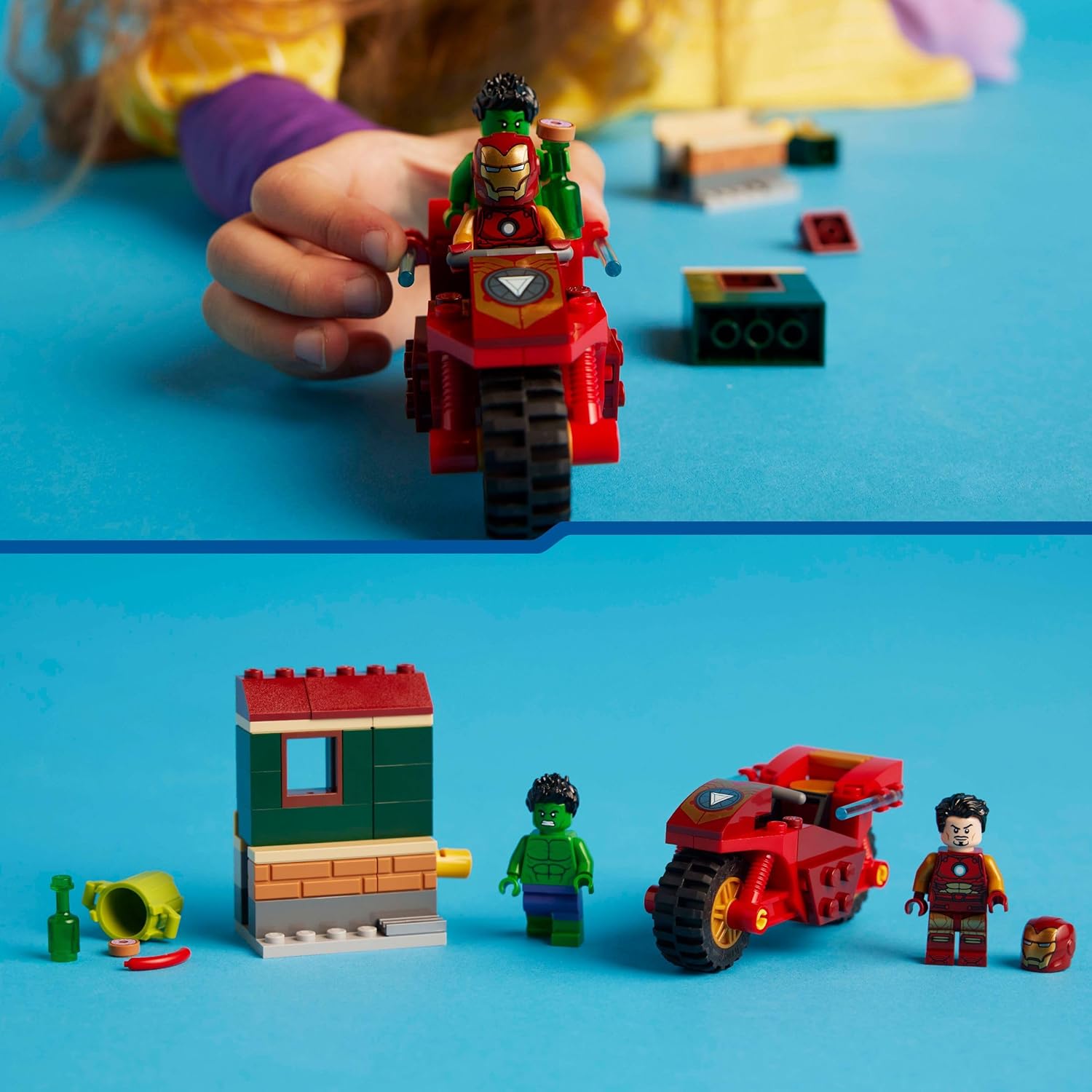 LEGO Marvel Iron Man with Bike and The Hulk Building Kit for Ages 4+