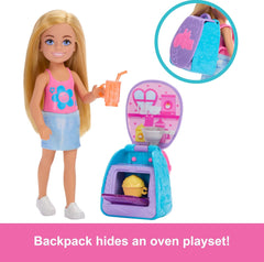 Barbie Family & Friends Chelsea Cupcake Baking Backpack Chelsea Doll And Accessories For Kids Ages 3+