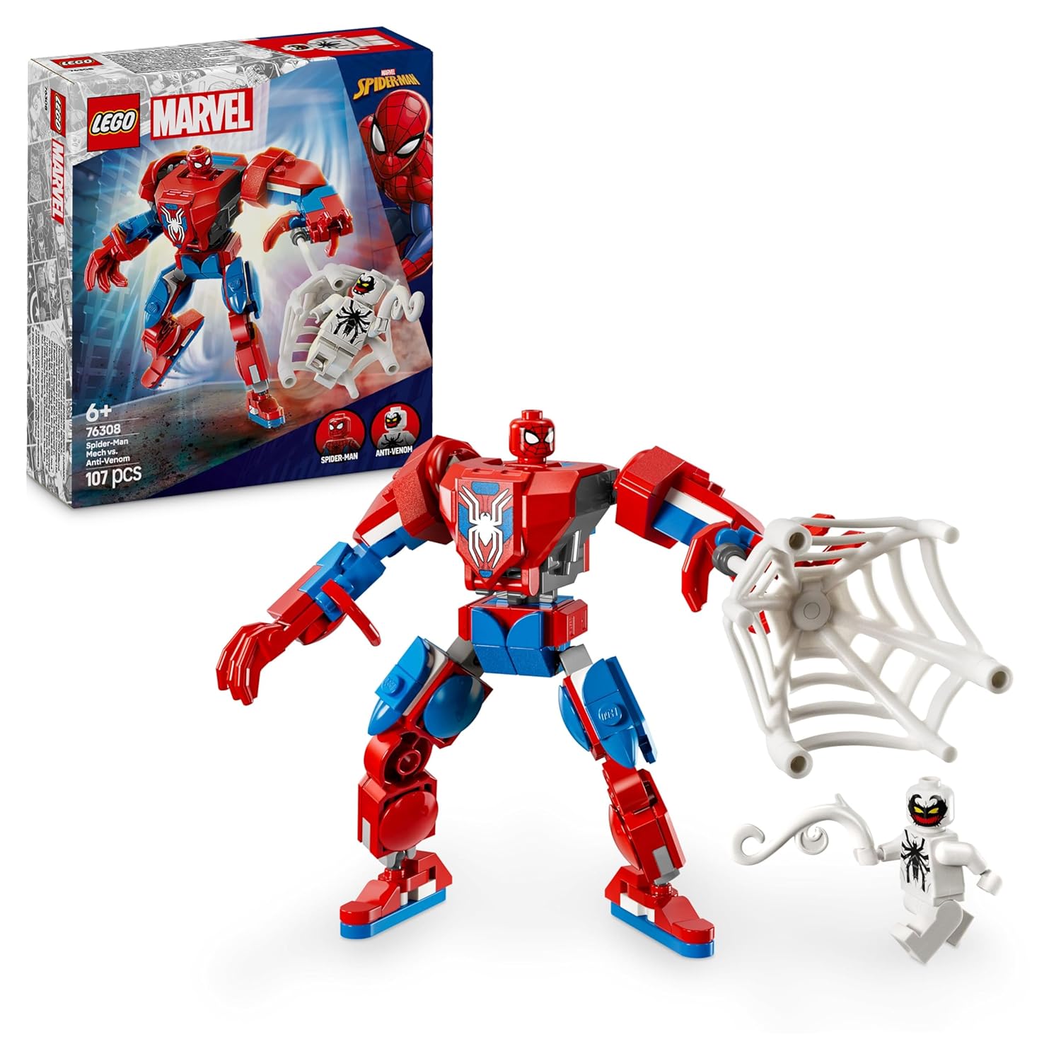 LEGO Marvel Spider-Man Mech vs. Anti-Venom Figure Building Kit For Ages 6+