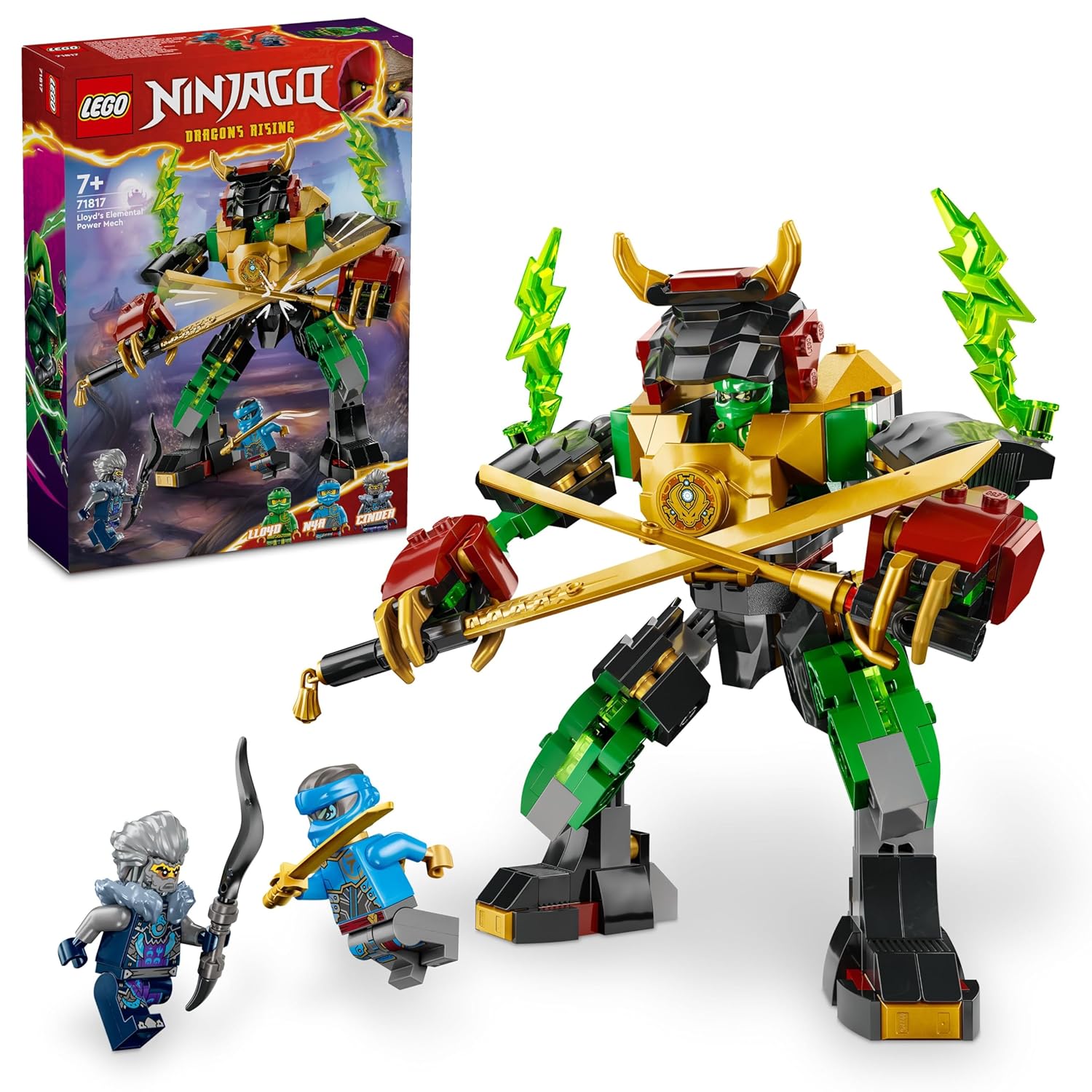 LEGO NINJAGO Lloyd’s Elemental Power Mech Toy Set Building Kit for Ages 7+