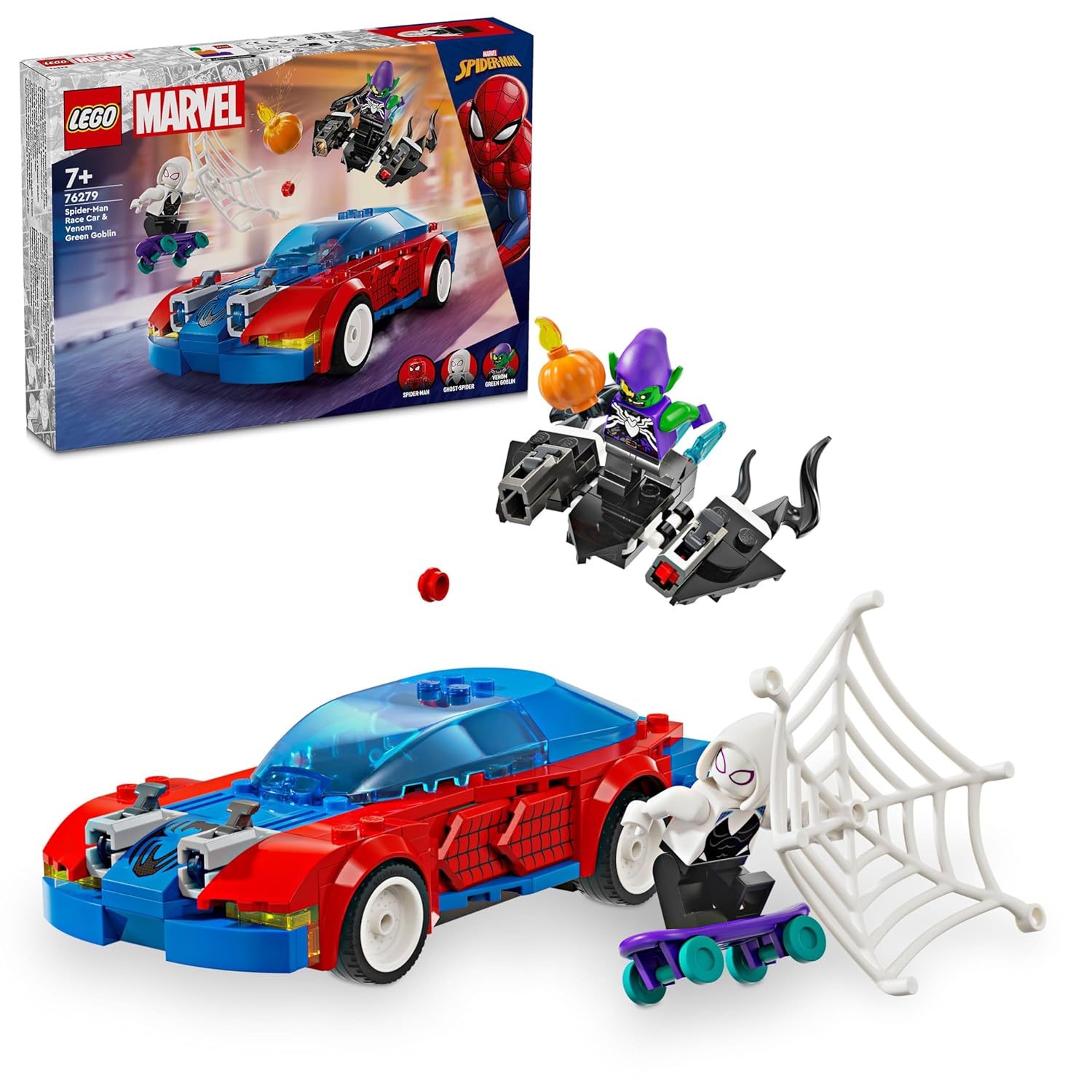 LEGO Marvel Spider-Man Race Car & Venom Green Goblin Building Kit For Ages 7+