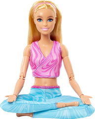 Barbie Made to Move Fashion Doll with Blonde Hair Wearing Removable Pink Sports Top & Blue Yoga Pants, 22 Bendable Joints