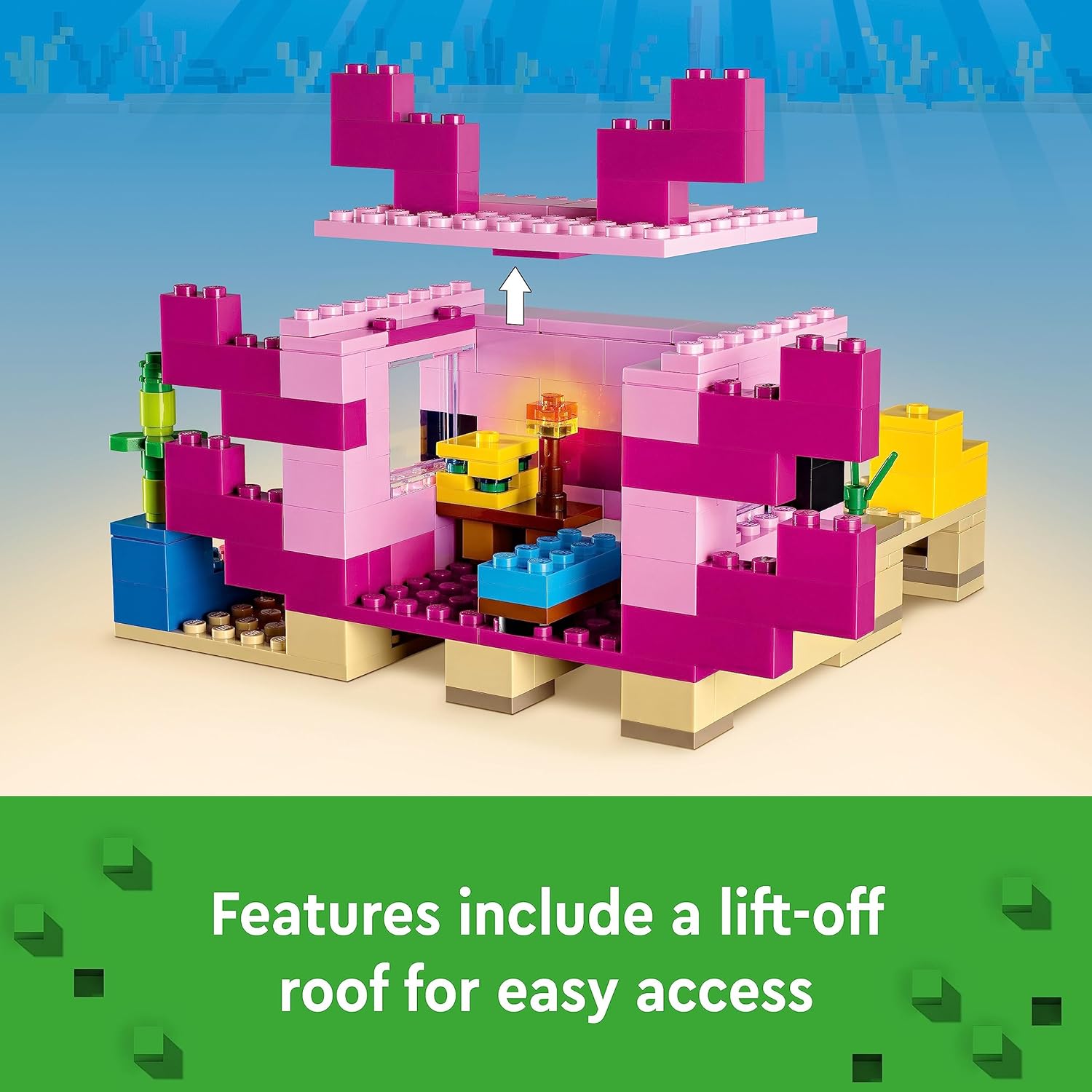 LEGO Minecraft The Axolotl House Building Kit for Ages 7+