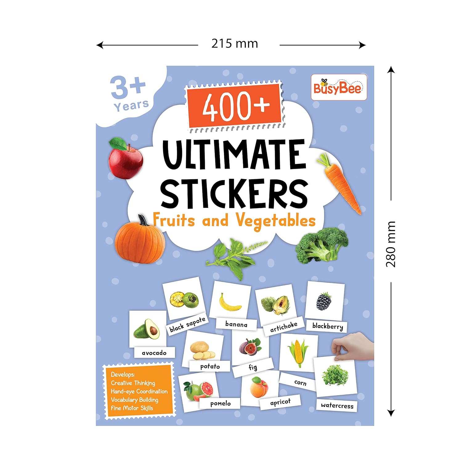 Pegasus 400+ Ultimate Stickers Book - Fruits and Vegetables for 3+ Years Kids