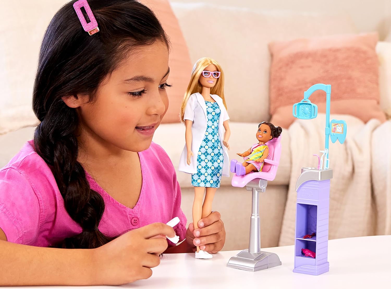 Barbie Careers Blonde Hair Dentist Doll and Playset with Accessories Medical Doctor Set for Kids Ages 3+