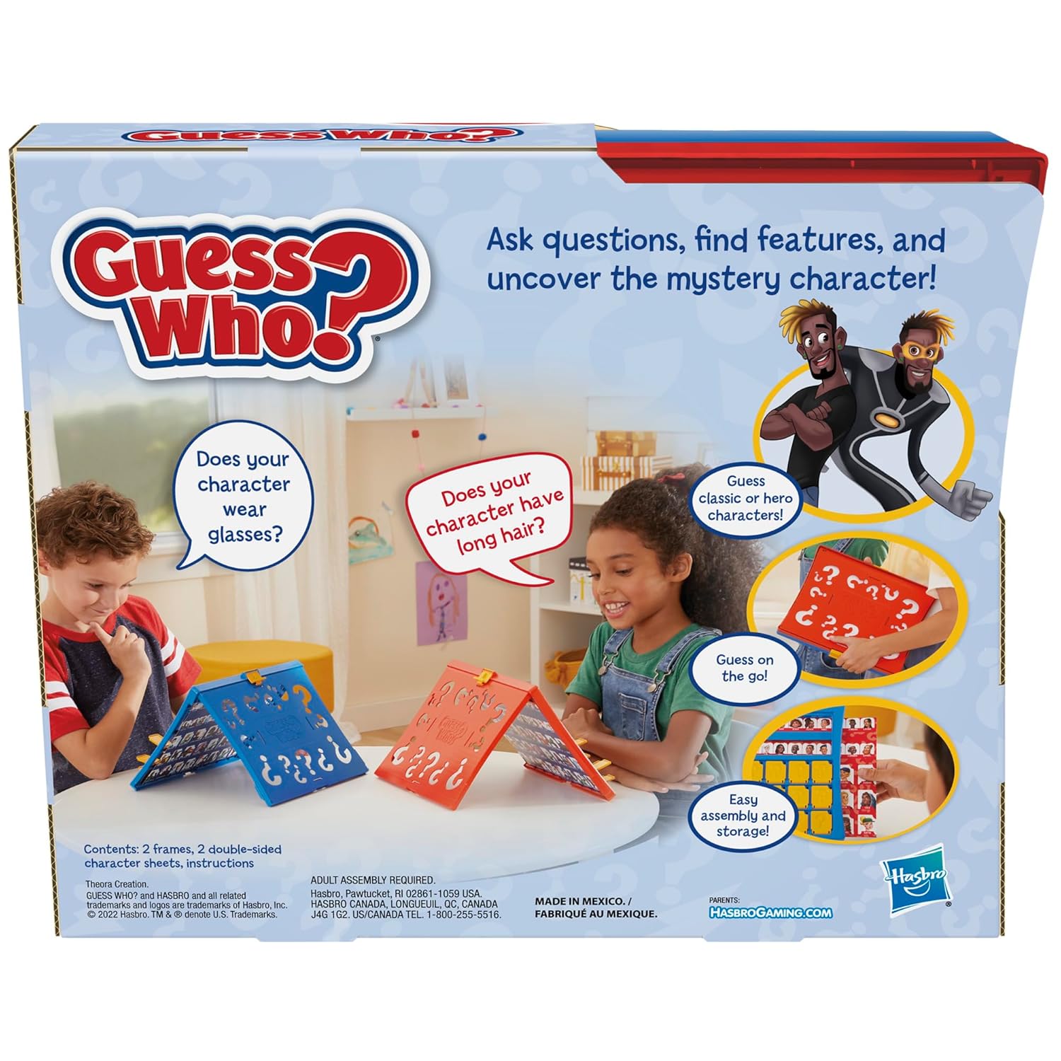 Hasbro Gaming Guess Who? Original, Easy to Load Frame, Double-Sided Character Sheet, 2 Player Board Games for Kids, Ages 6 and Up