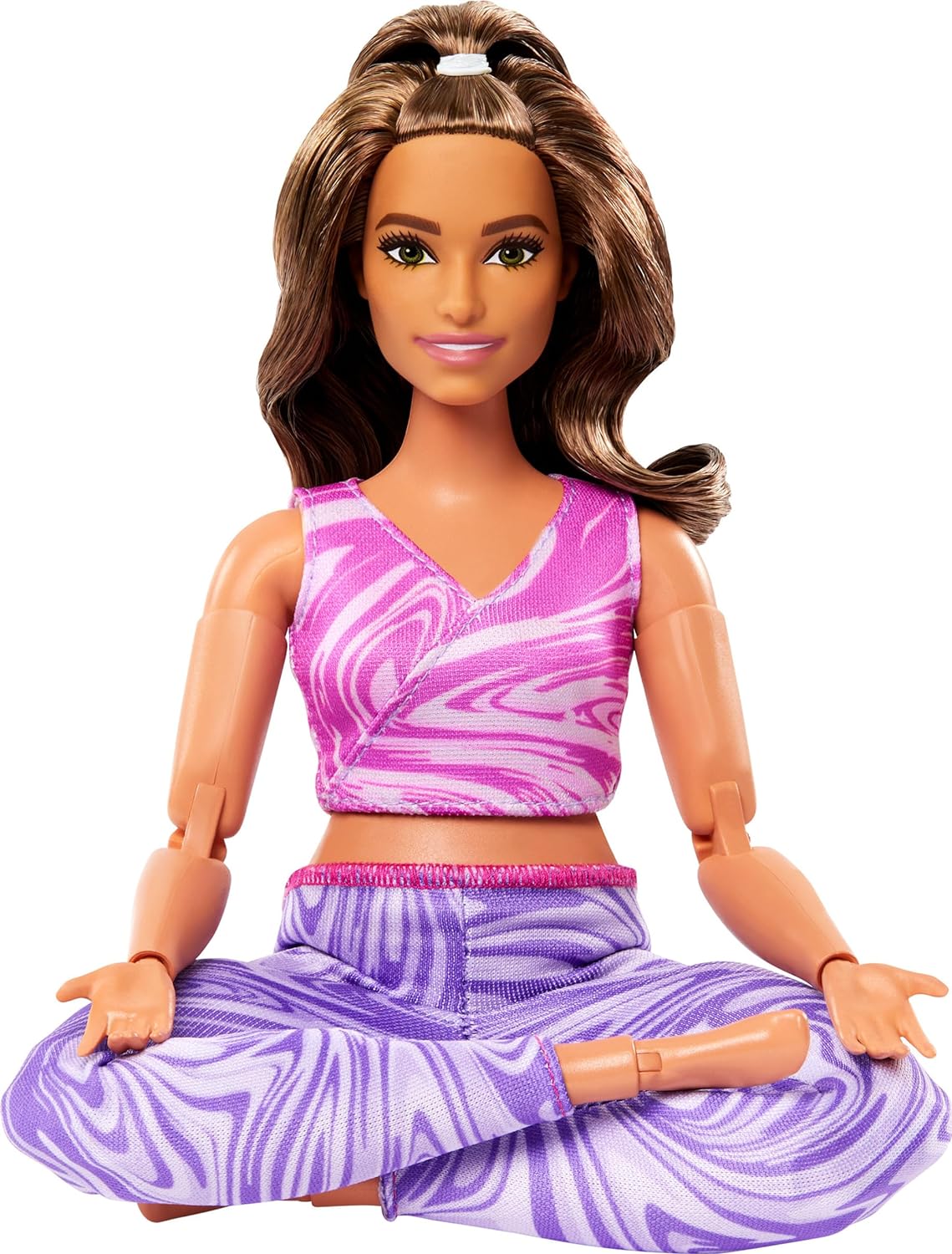 Buy Barbie Made to Move Fashion Doll with Curvy Body Brunette Hair Wearing Removable Pink Sports Top Purple Yoga Pants 22 Bendable Joints Online at Best Price in India FunCorp