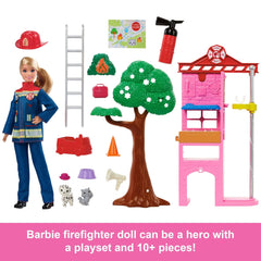 Barbie Firefighter Playset With Blonde Fashion Doll For Kids Ages 3+