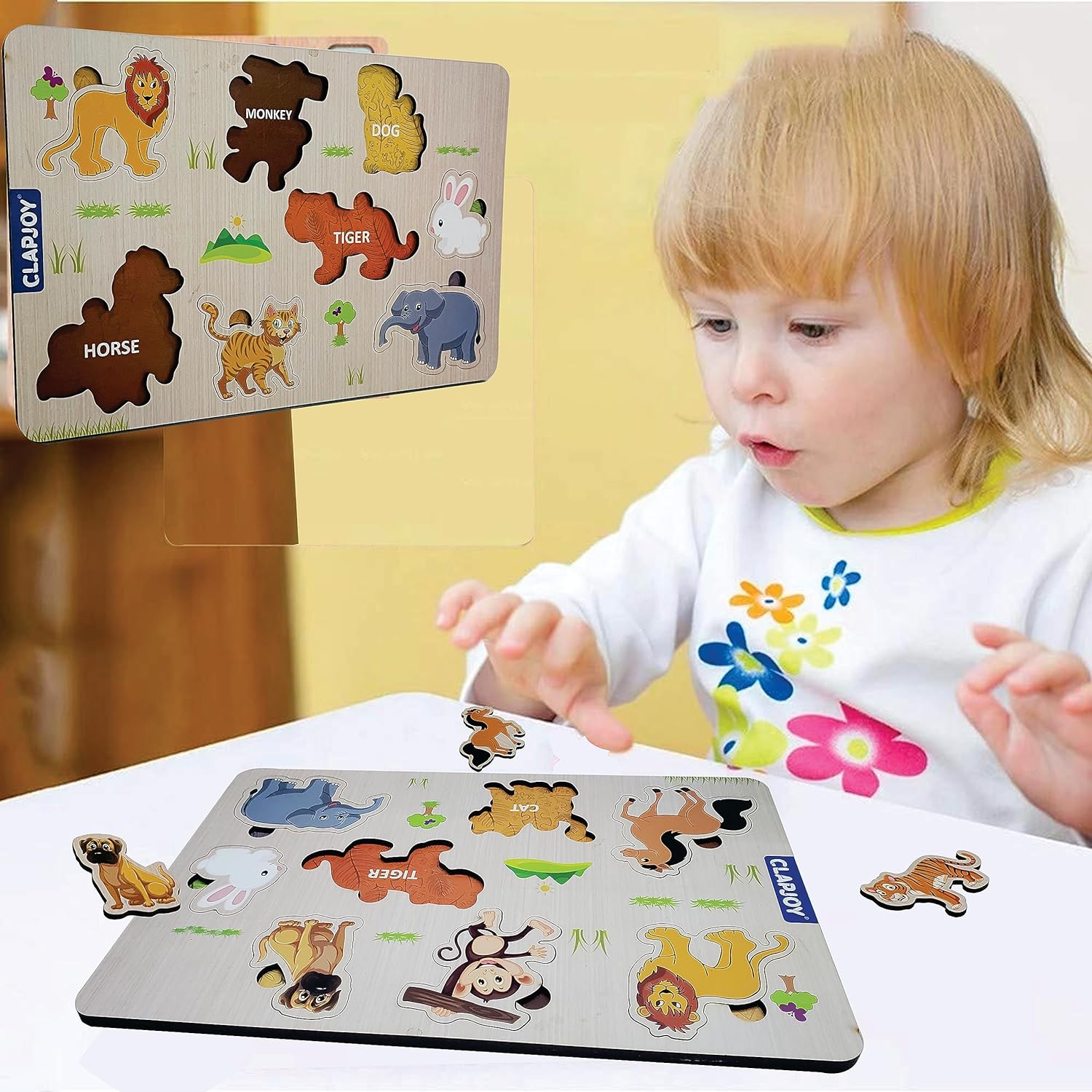 Clapjoy Wooden Learning Educational Board For Kids, Puzzle Toys For 2 Years Old Boys & Girls (Combo Of 4)