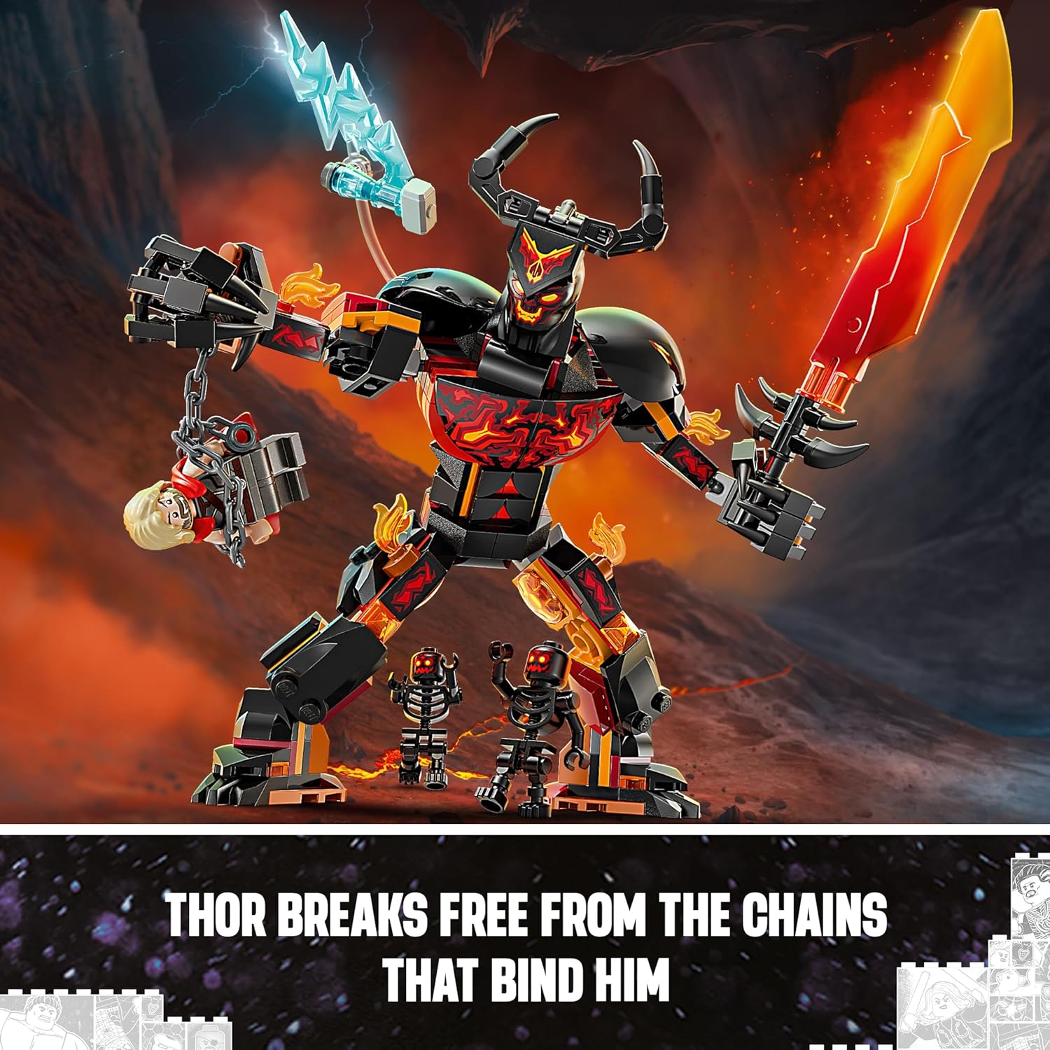 LEGO Marvel Thor vs. Surtur Figure Building Kit for Ages 8+