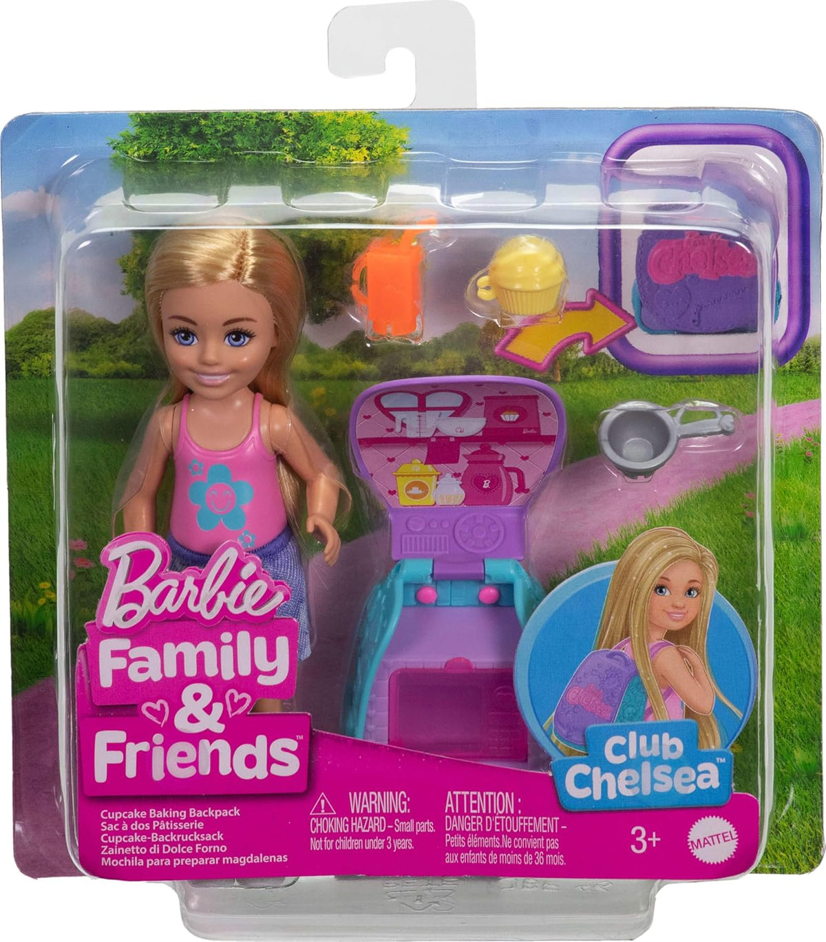 Barbie Family & Friends Chelsea Cupcake Baking Backpack Chelsea Doll And Accessories For Kids Ages 3+