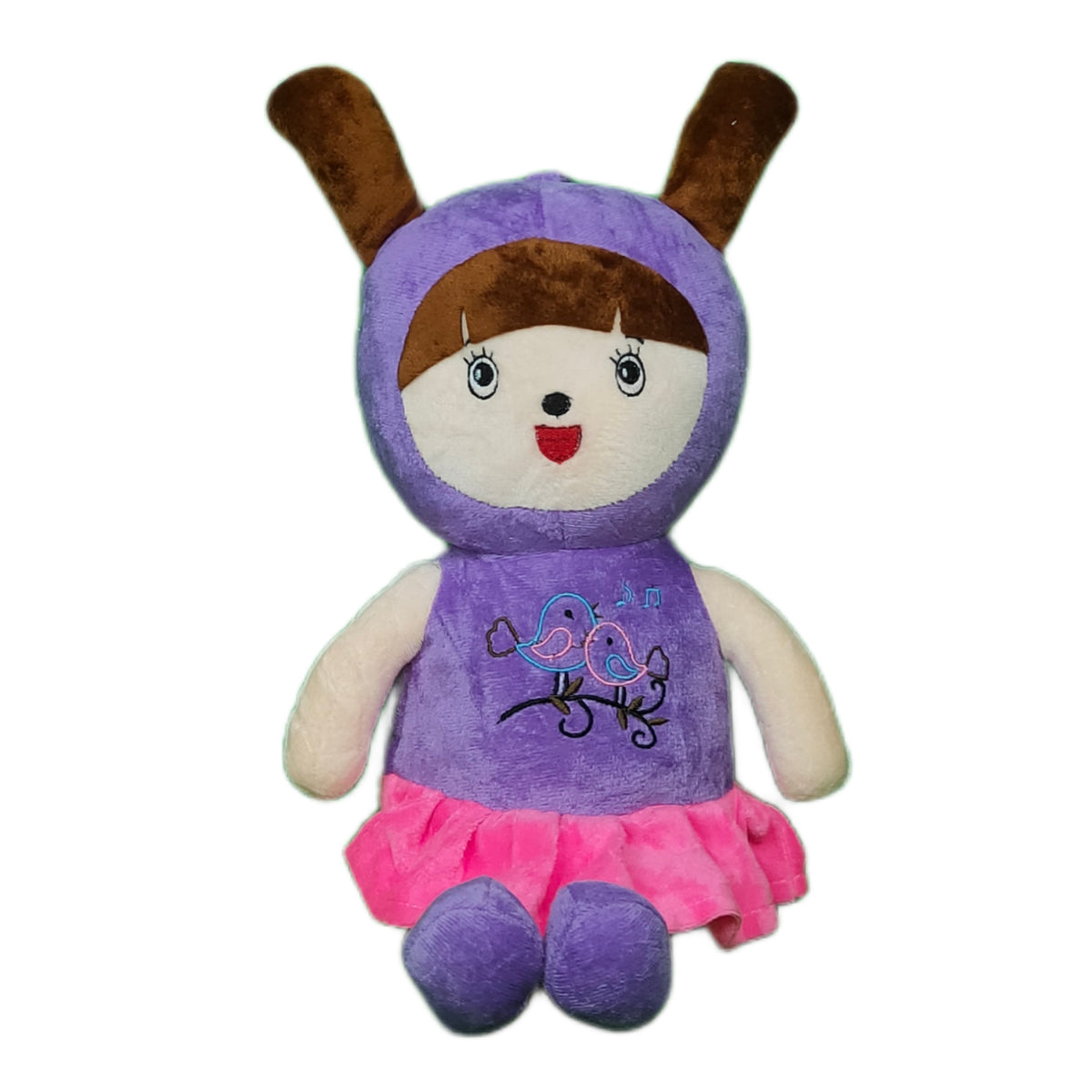 Play Hour Coco Rag Doll Plush Soft Toy Wearing Purple Frock for Ages 3 Years and Up, 45cm