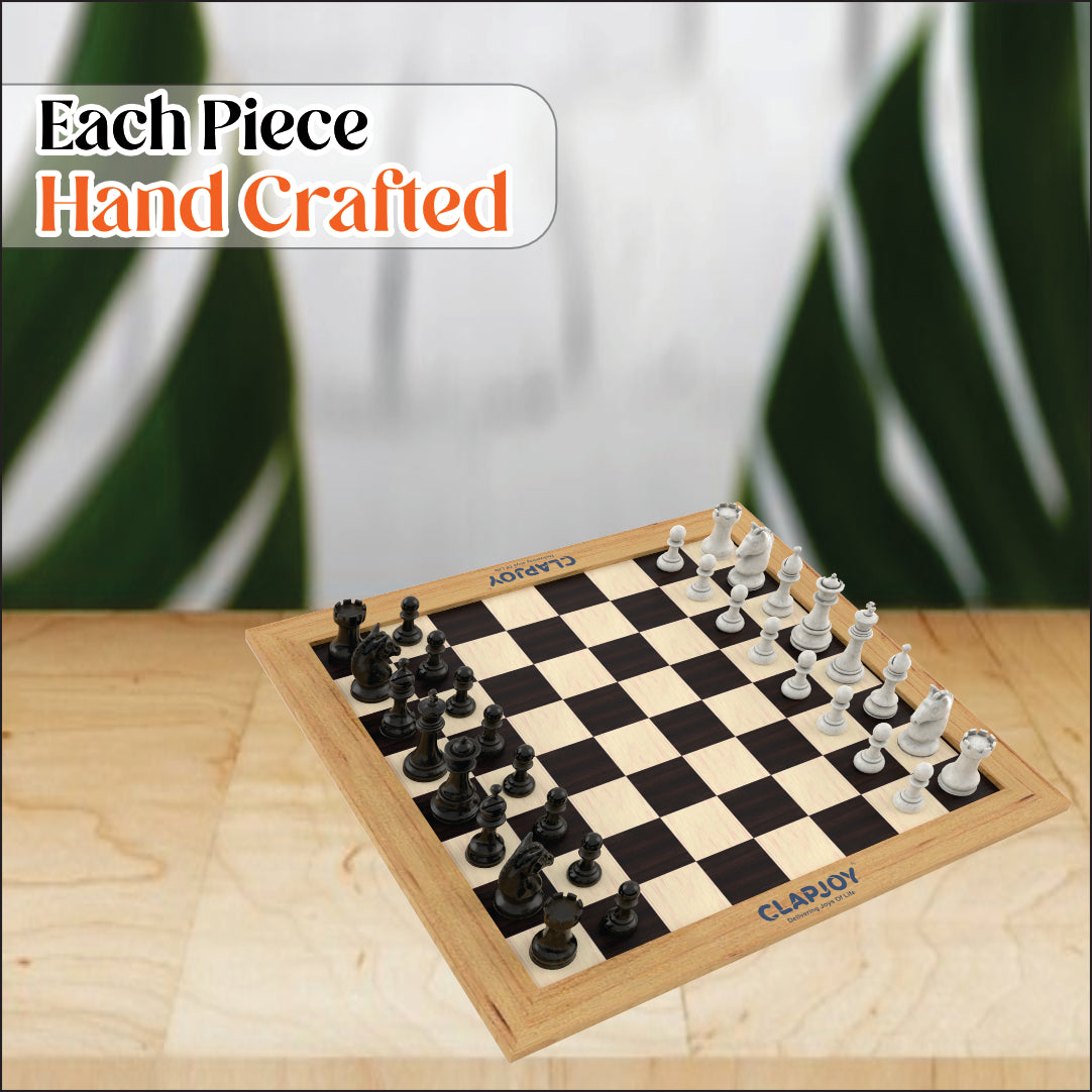 Clapjoy Wooden Ludo & Chess |Snake Ladder & Tic Tac Toe 4 In 1 Board Game For Kids & Adults