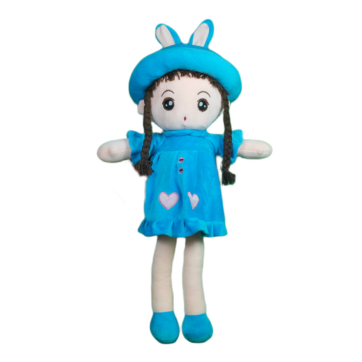 Play Hour Eva Rag Doll Plush Soft Toy Wearing Blue Frock for Ages 3 Years and Up, 75cm