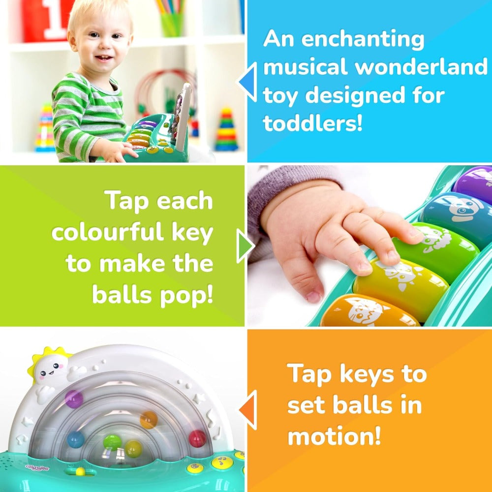 Funskool Giggles Jumpin Melody Keyboard, 6 multi-coloured keys, Colourful balls pop in semi-circle track for 18 months old Kids