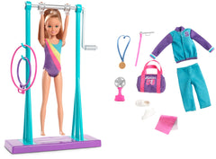 Barbie Team Stacie Doll and Gymnastics Playset with Spinning Bar and 7 Themed Accessories for Kids Ages 3+