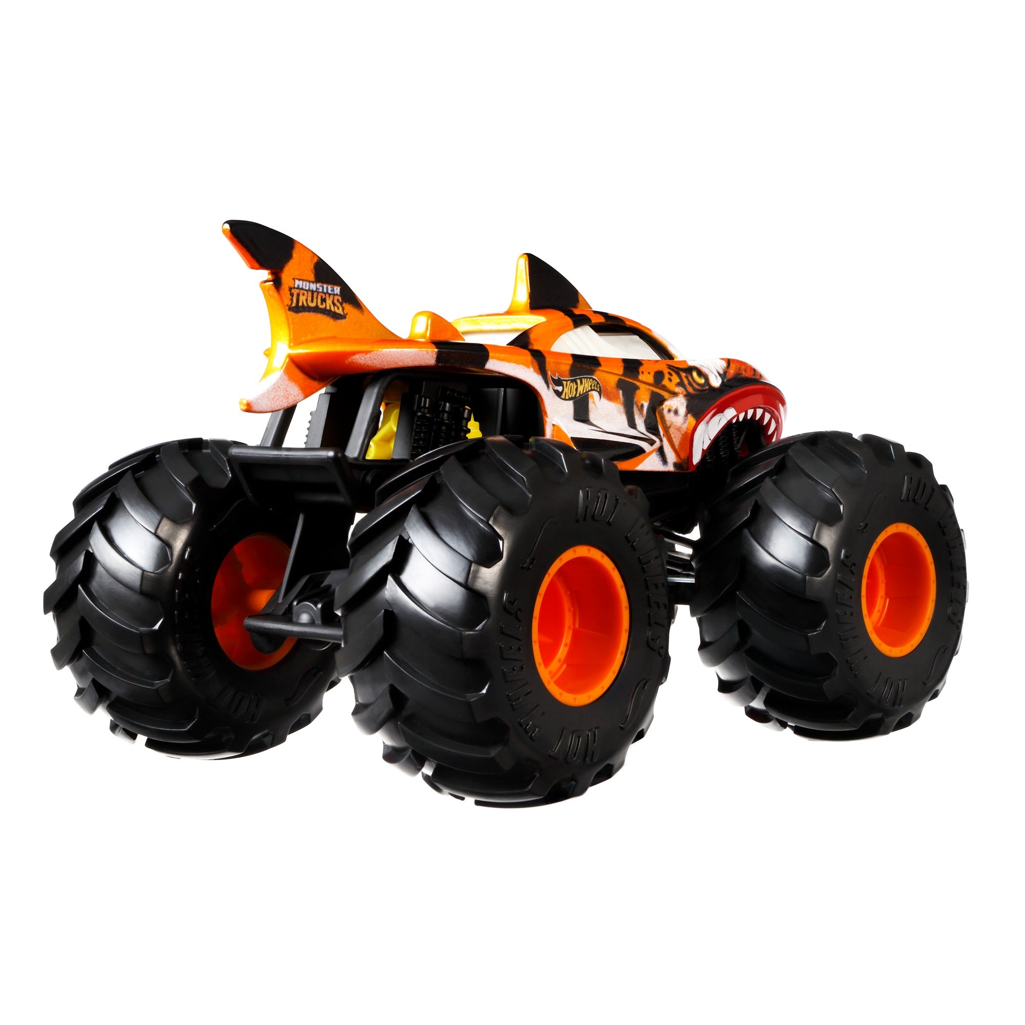 Hot Wheels 1:24 Scale Oversized Monster Truck Tiger Shark Die-Cast Toy Truck with Giant Wheels and Cool Designs