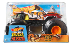 Hot Wheels 1:24 Scale Oversized Monster Truck Tiger Shark Die-Cast Toy Truck with Giant Wheels and Cool Designs