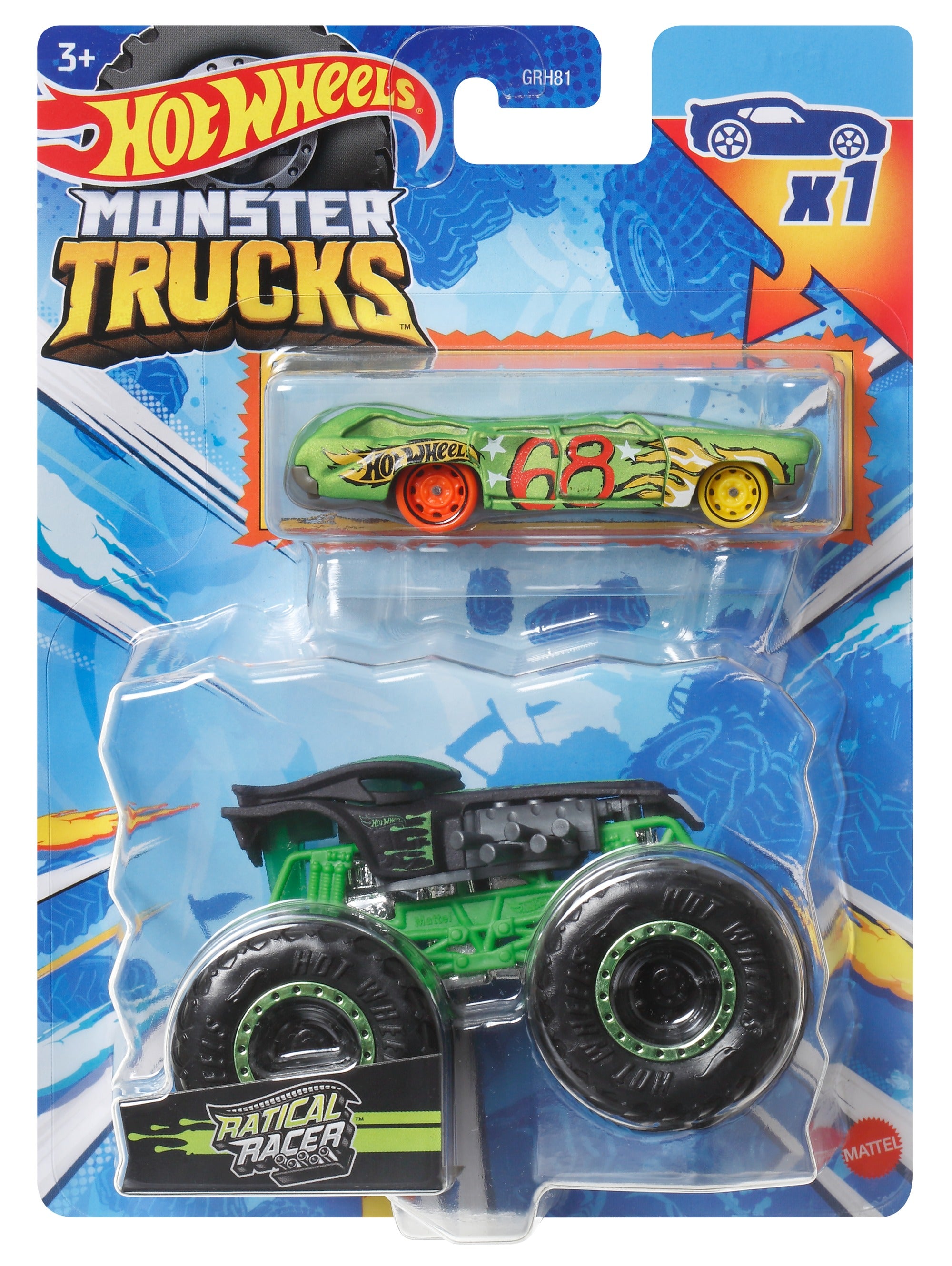 Buy Hot Wheels 1:64 Scale Monster Trucks Ratical Racer Vehicle Pack of ...