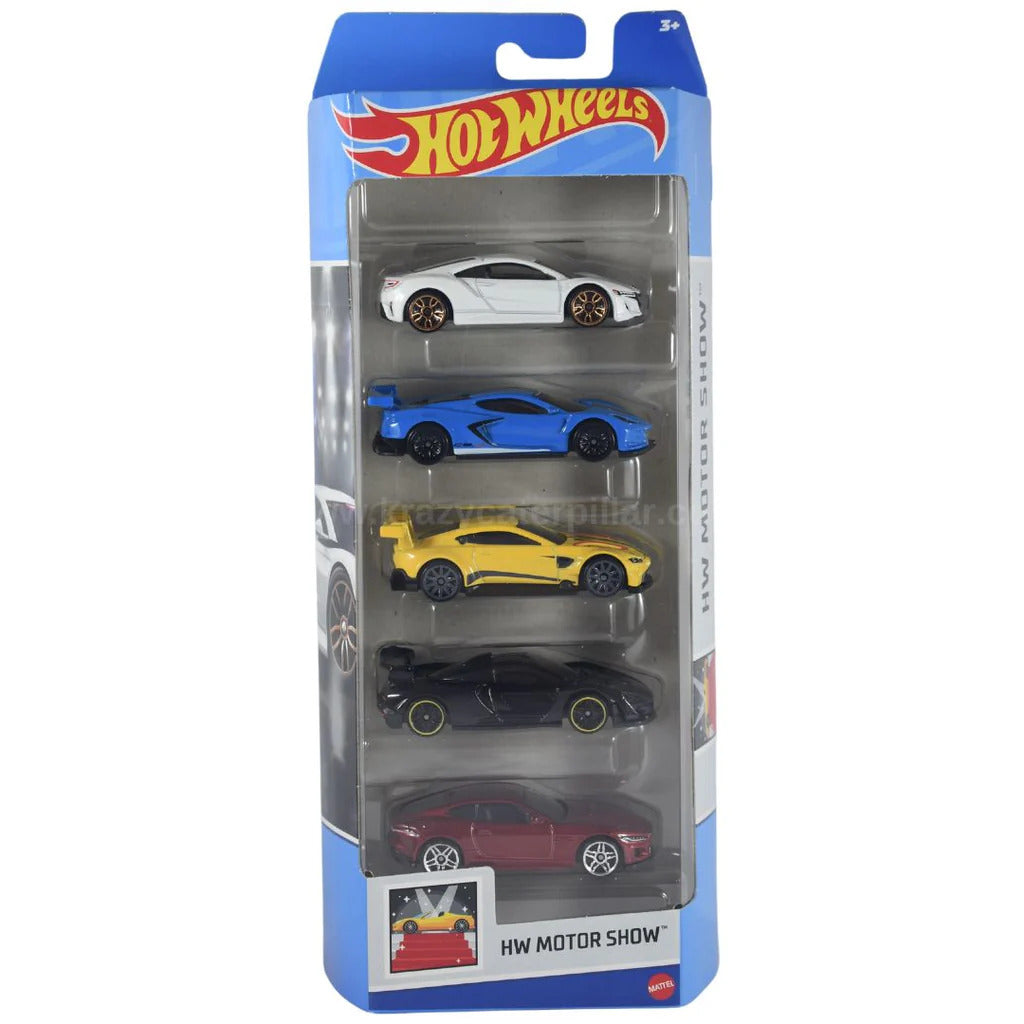 Hot Wheels 5 Car Gift Pack - HW Motor Show Pack Of 5 For Kids & Collectors