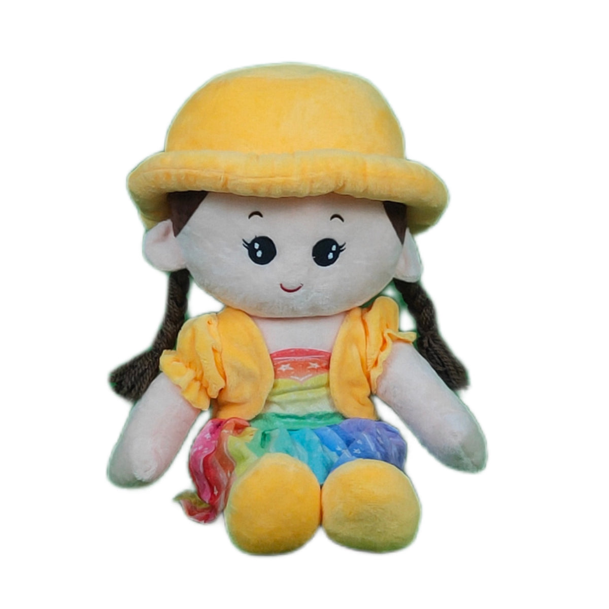 Play Hour Rag Doll Plush Soft Toy Wearing Yellow Cap for Ages 3 Years and Up, 45cm