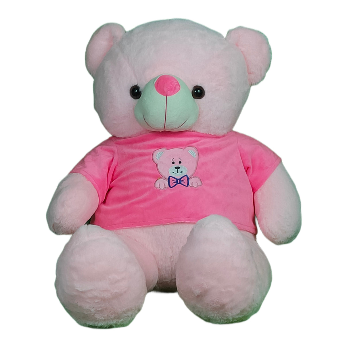 Play Hour Teddy Bear Plush Soft Toy Wearing Pink T-Shirt for Ages 3 Years and Up - Pink, 95cm