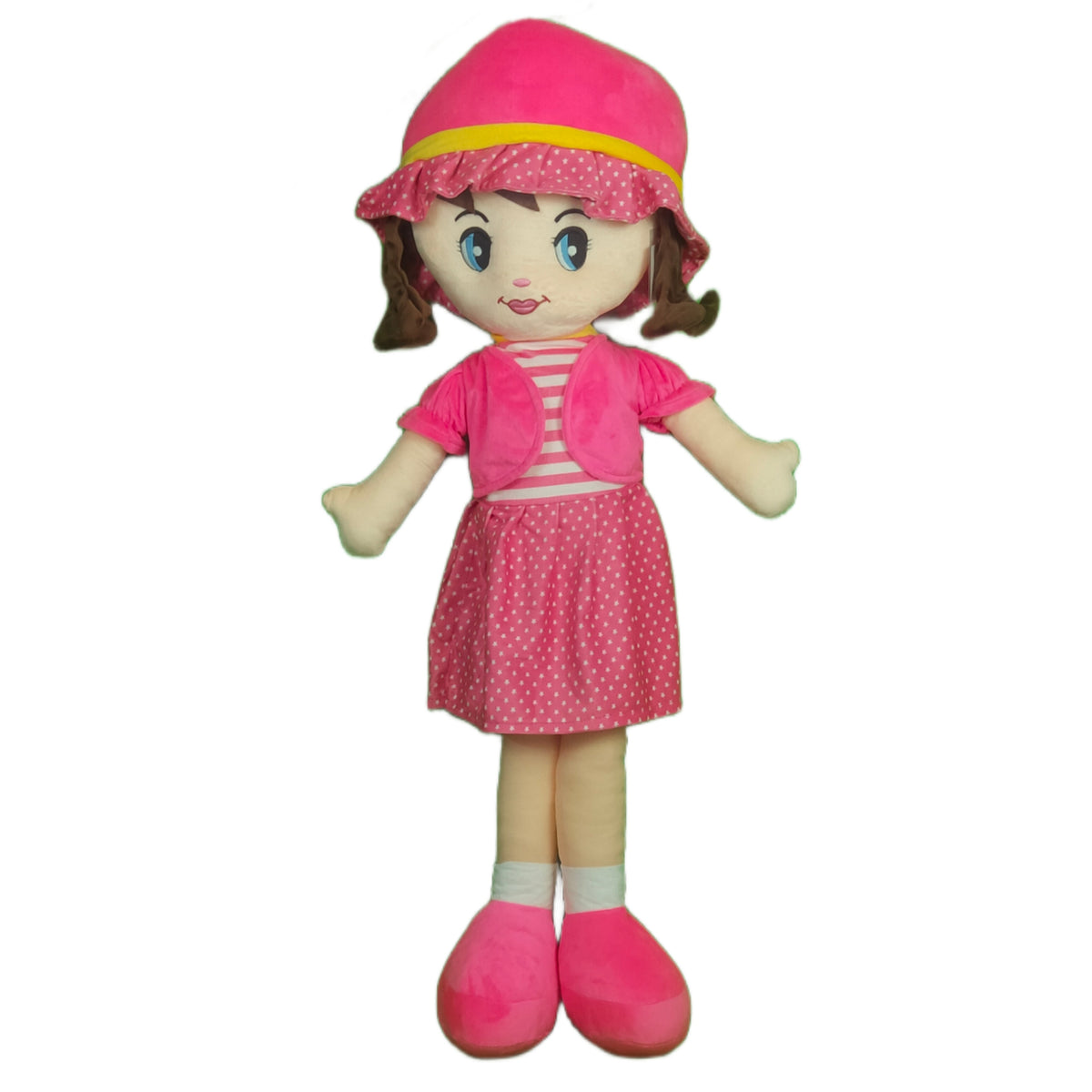 Play Hour Winky Rag Doll Plush Soft Toy Wearing Pink Dress for Ages 3 Years and Up, 100cm