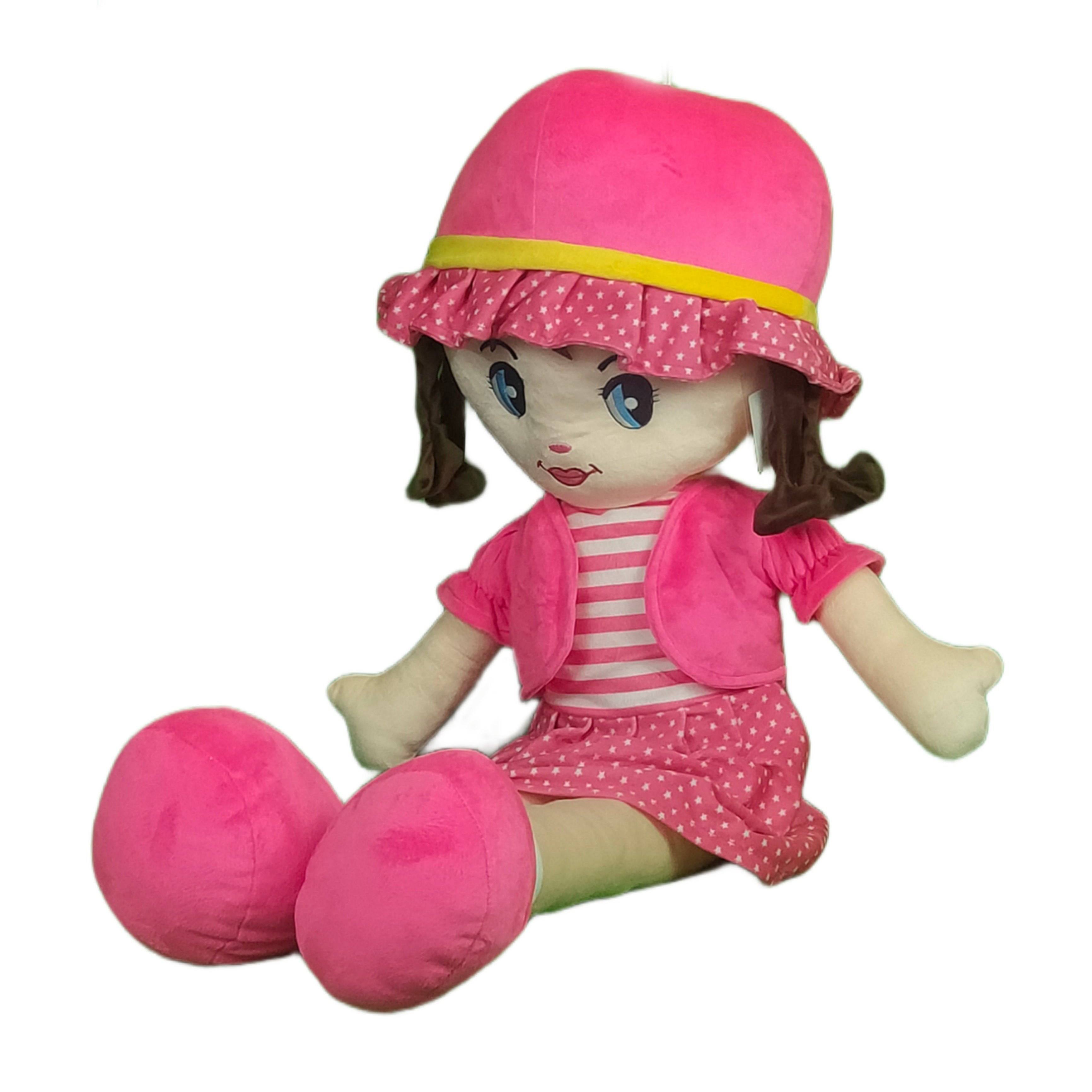 Play Hour Winky Rag Doll Plush Soft Toy Wearing Pink Dress for Ages 3 Years and Up, 100cm