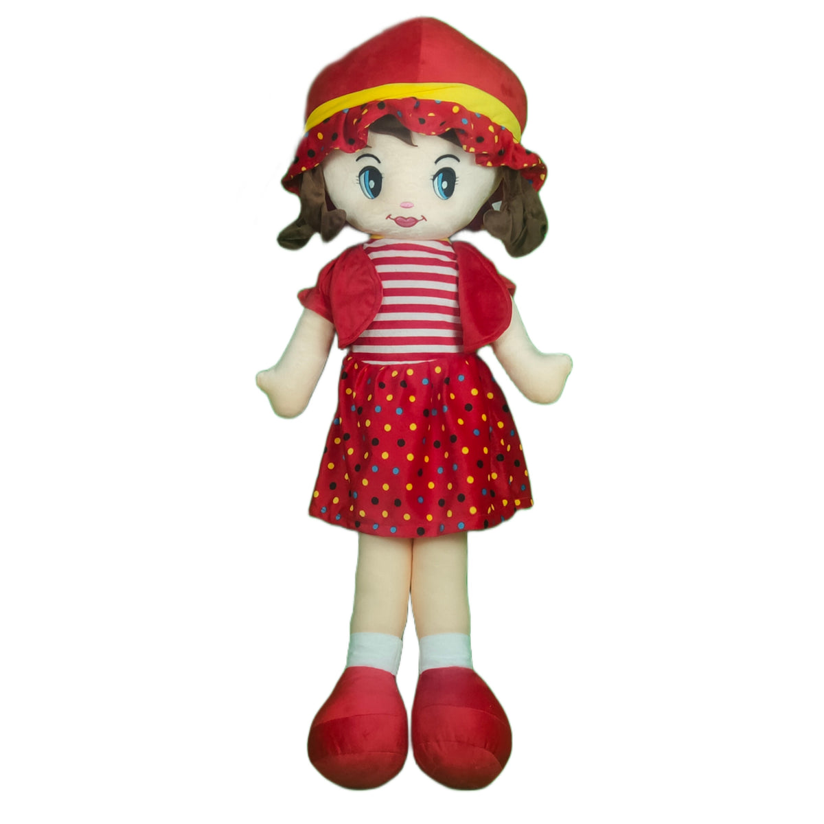 Play Hour Winky Rag Doll Plush Soft Toy Wearing Red Dress for Ages 3 Years and Up, 100cm