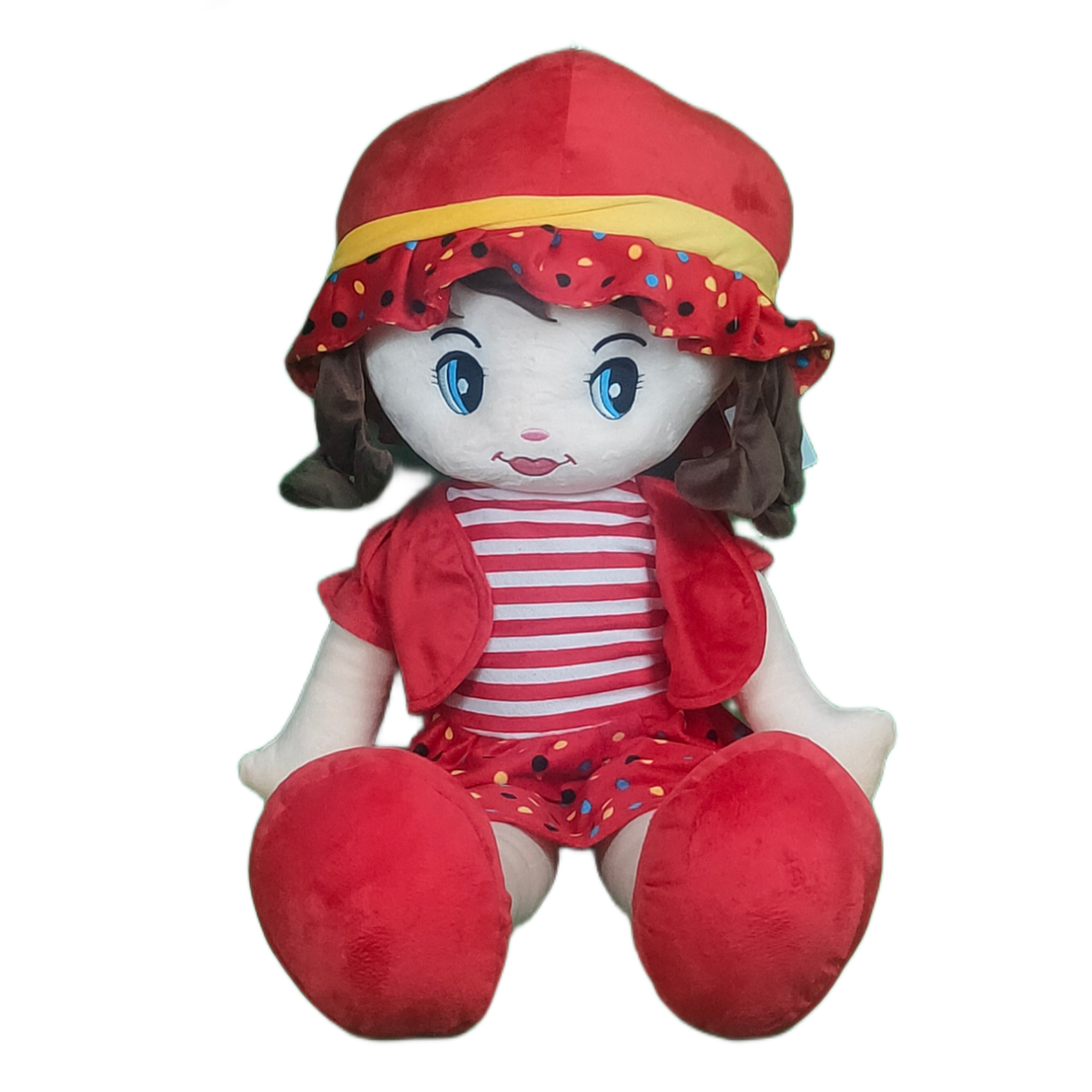 Play Hour Winky Rag Doll Plush Soft Toy Wearing Red Dress for Ages 3 Years and Up, 100cm