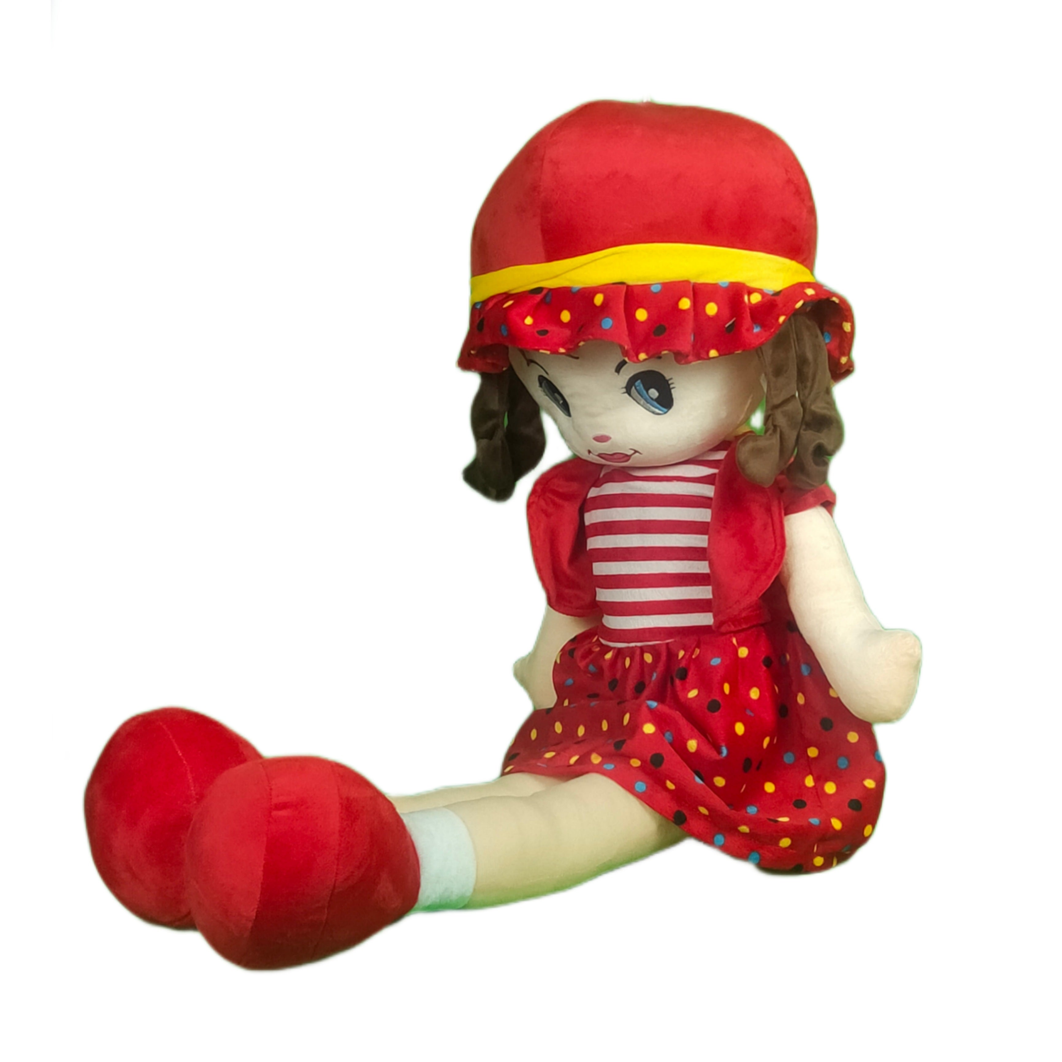 Play Hour Winky Rag Doll Plush Soft Toy Wearing Red Dress for Ages 3 Years and Up, 100cm