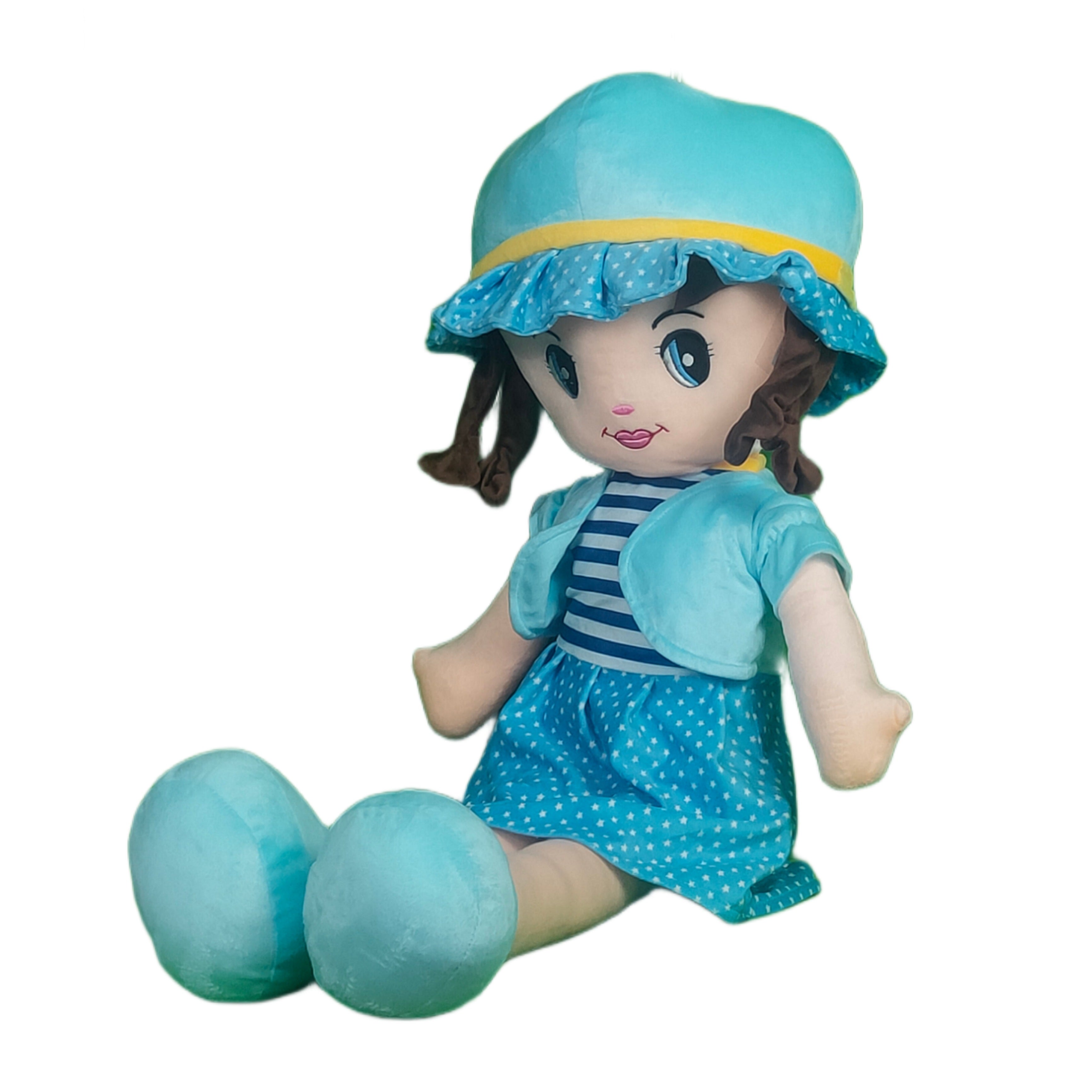 Play Hour Winky Rag Doll Plush Soft Toy Wearing Sky Dress for Ages 3 Years and Up, 100cm