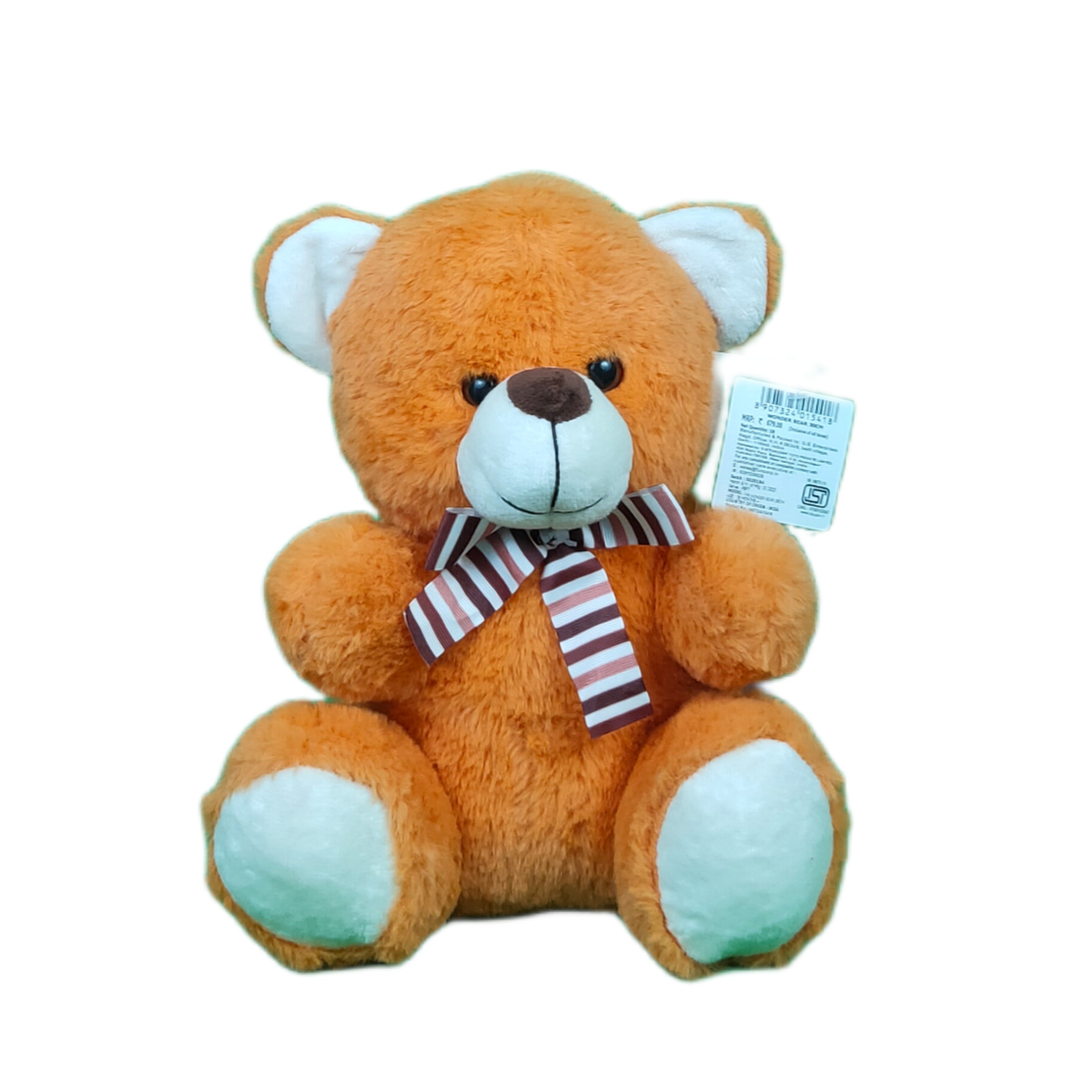 Play Hour Wonder Teddy Bear Plush Soft Toy with Bow for Ages 3 Years and Up - Brown, 30cm