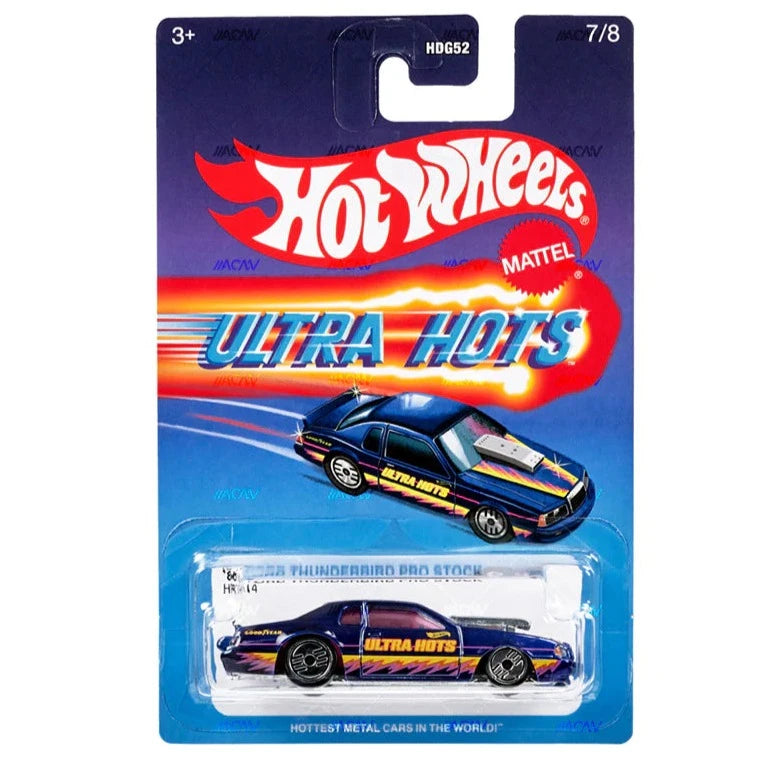 Hot Wheels Ultra Hots Retro 2024 Edition 1:64 Scale 86 Ford Thunderbird Pro Die-Cast Vehicles with Full Front & Rear Decoration VUM Parts for Ages 3+