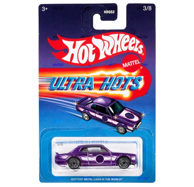 Hot Wheels Ultra Hots Retro 2024 Edition 1:64 Scale Nissan Skyline H/T 2000 GTX Die-Cast Vehicles with Full Front & Rear Decoration VUM Parts for Ages 3+