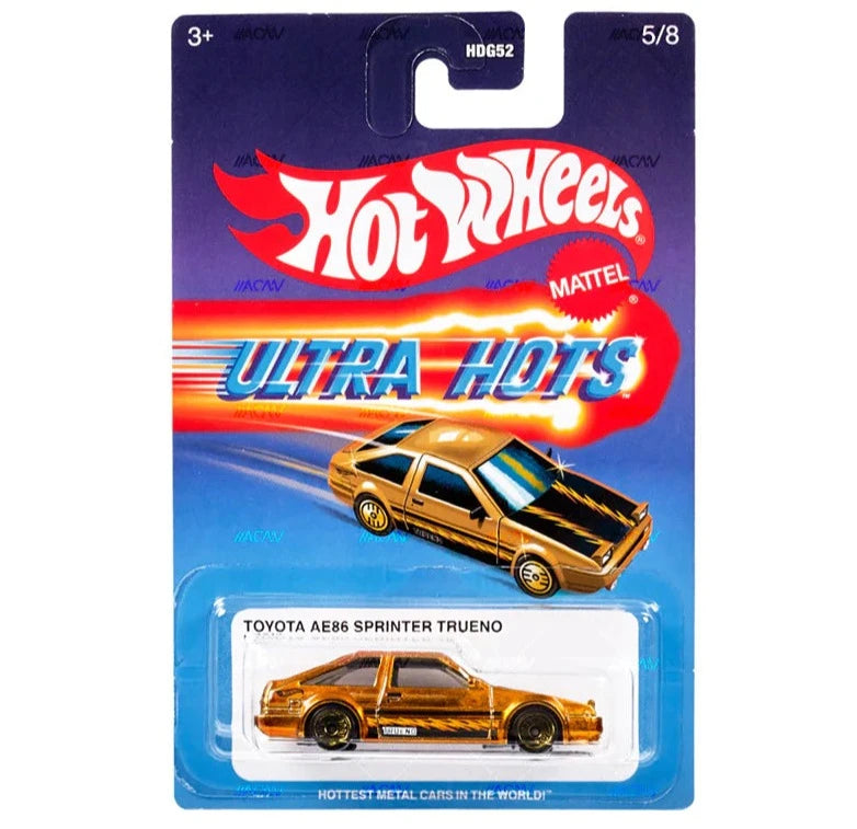 Hot Wheels Ultra Hots Retro 2024 Edition 1:64 Scale Toyota AE86 Sprinter Die-Cast Vehicles with Full Front & Rear Decoration VUM Parts for Ages 3+