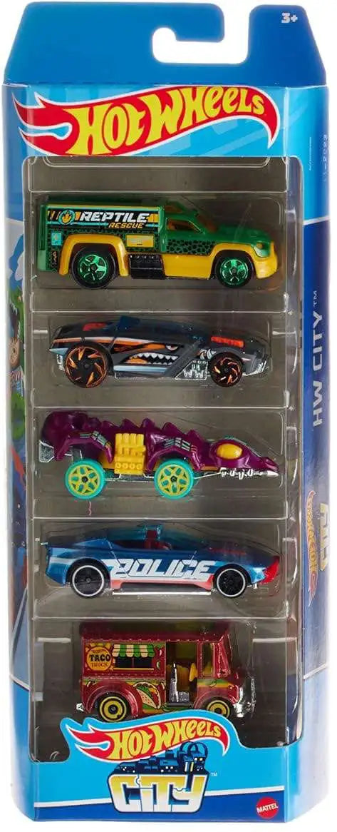 Hot Wheels 5 Car Gift Pack - HW City Pack Of 5 For Kids & Collectors