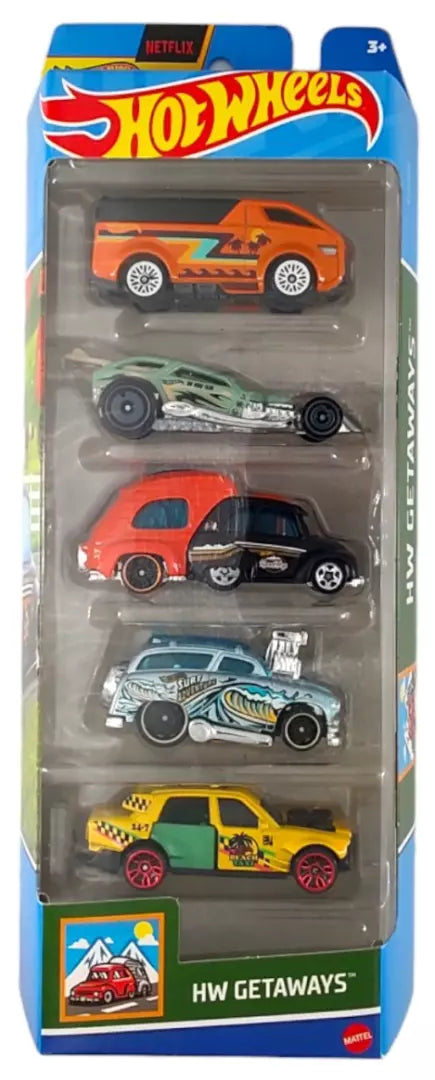 Hot Wheels 5 Car Gift Pack - HW Getaways Pack Of 5 For Kids & Collectors